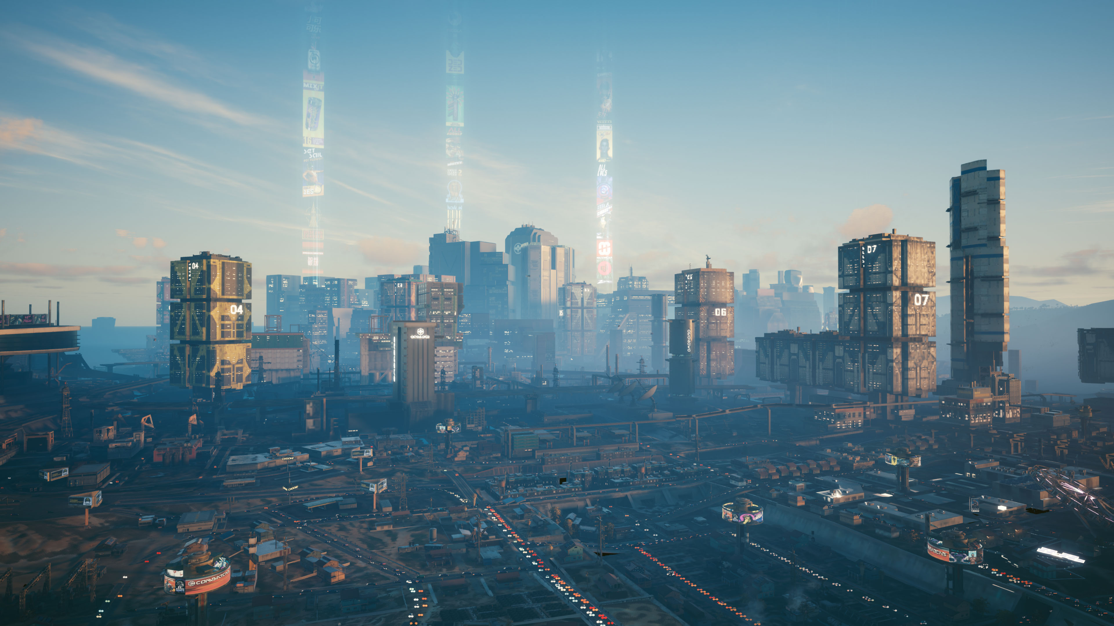 赛博朋克,2077,未来城市,光影,激光