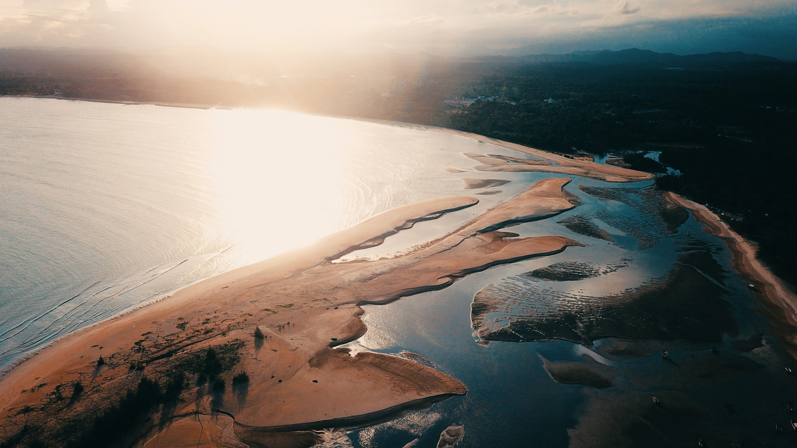 自然风光,江滩,大江,日出,沙滩