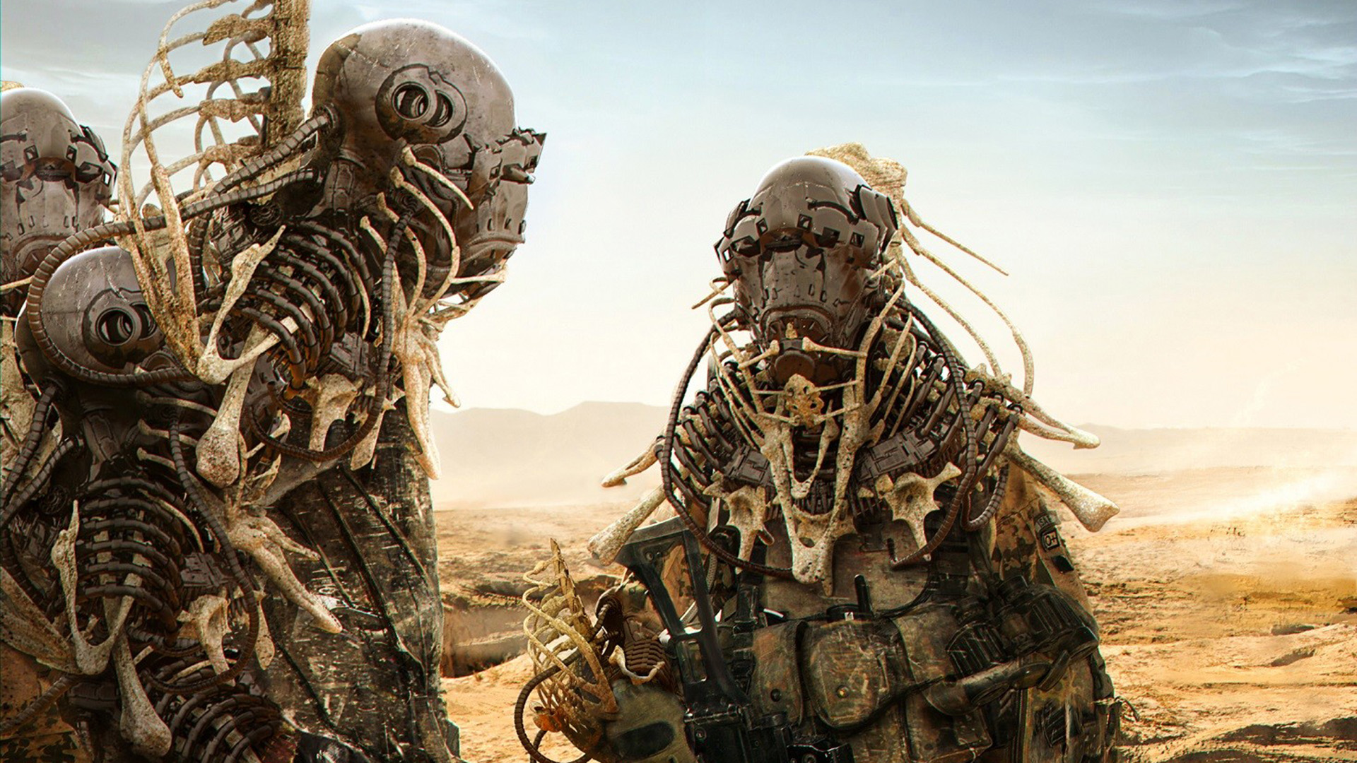 骷髅,机械,机器人,机甲,沙漠,未来