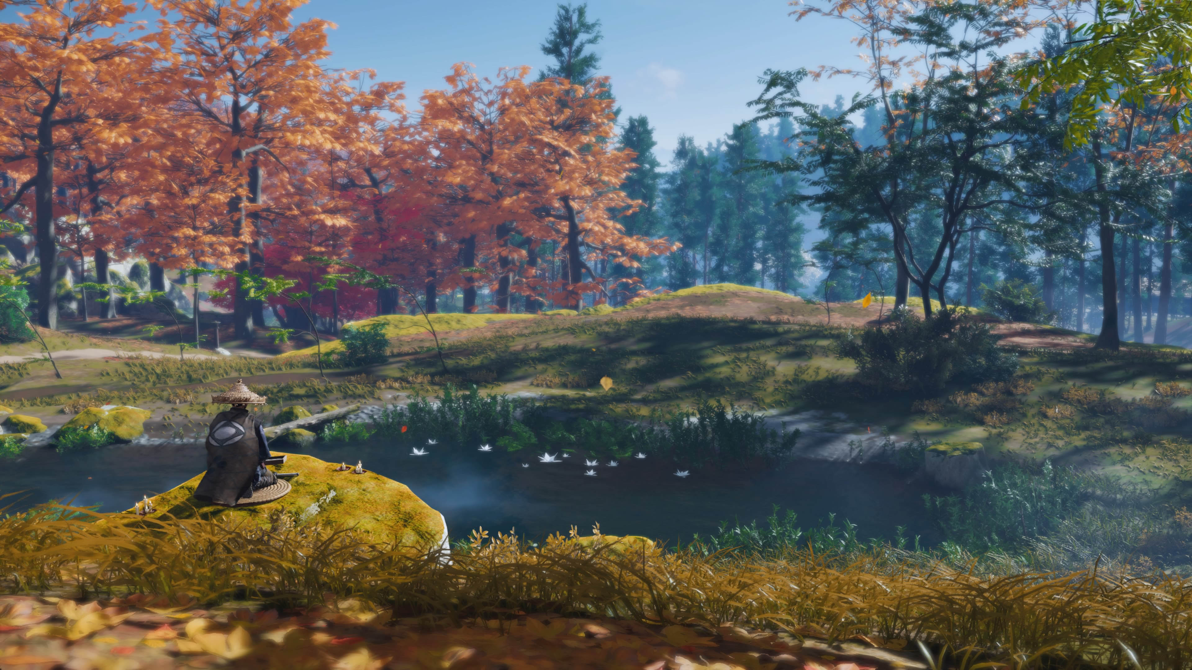 秋天,落叶,垂钓,隐士