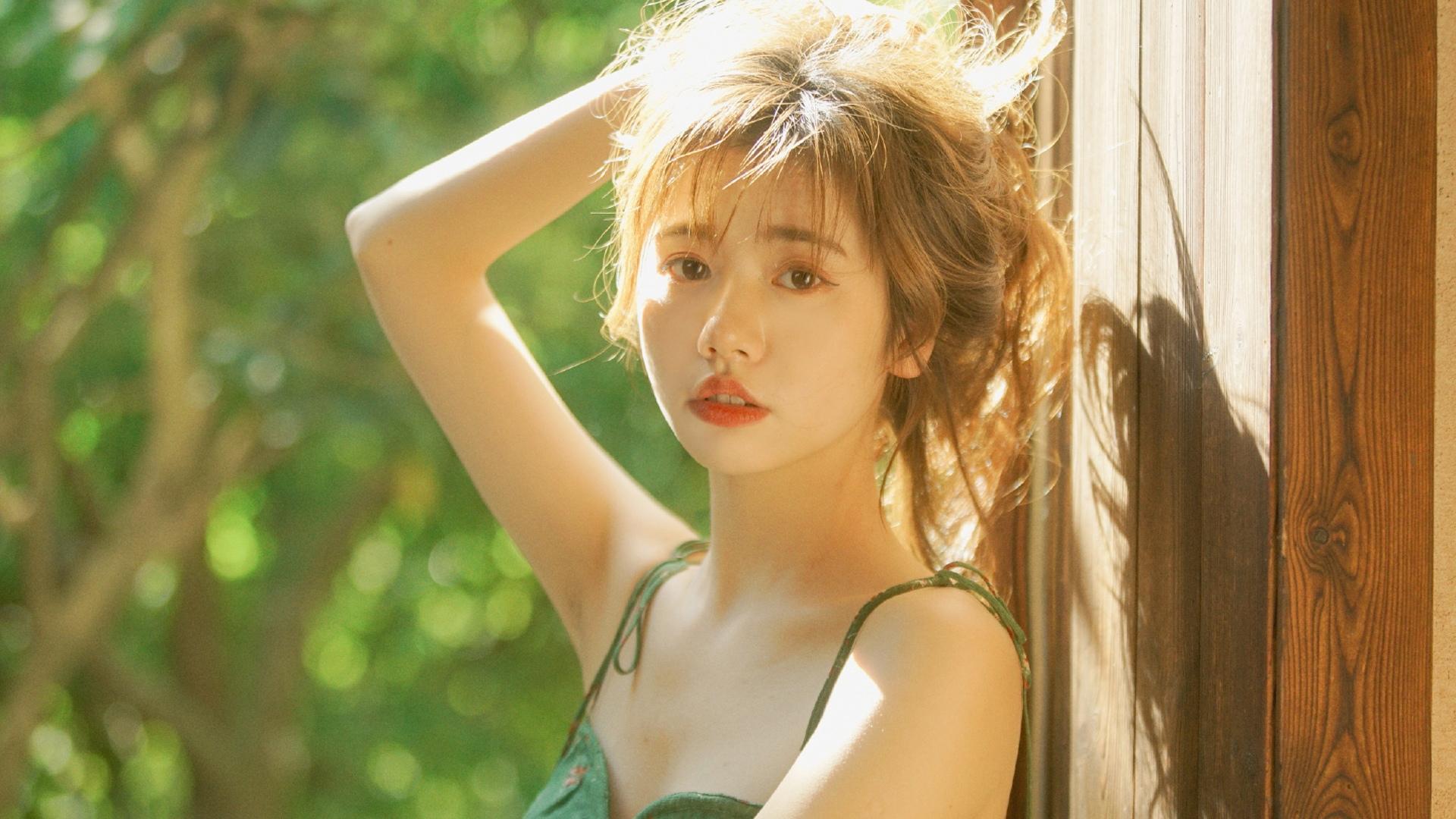 清纯,吊带,阳光,长发