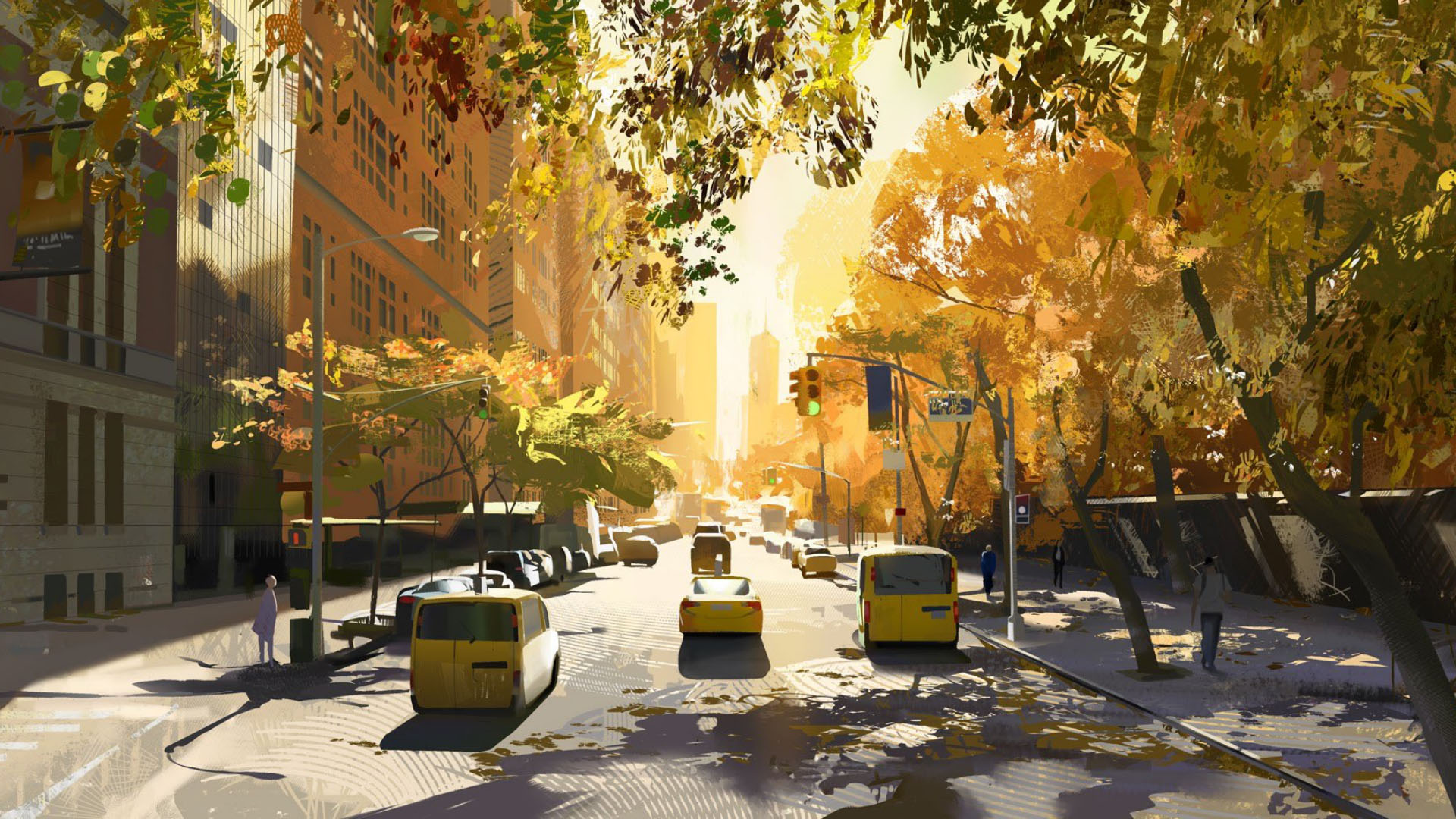 城市,街道,公交,汽车,高楼