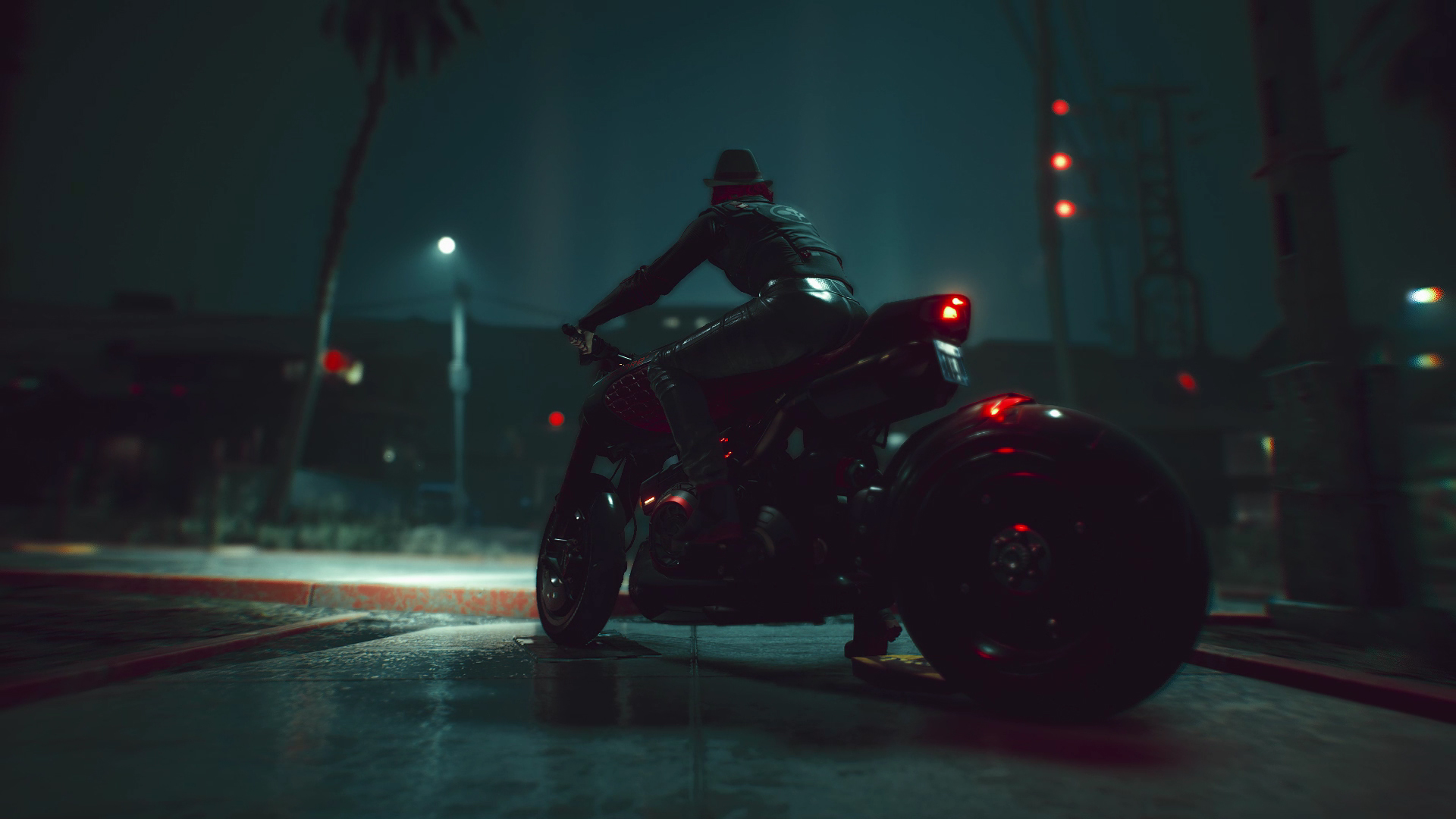 赛博朋克,2077,摩托,城市夜景