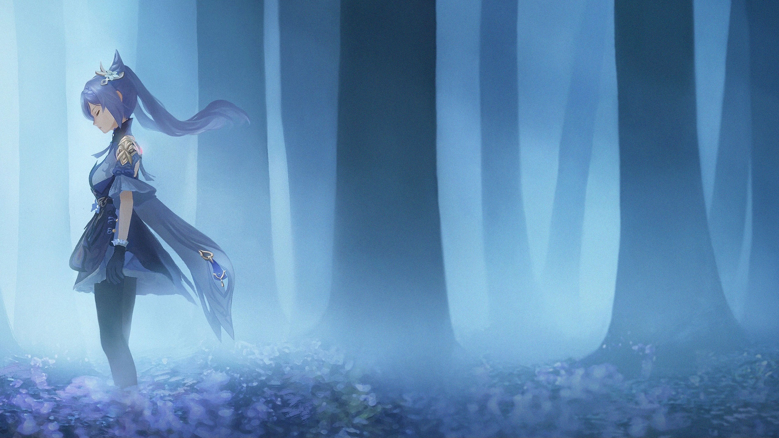 花丛,晨雾,树林,神秘