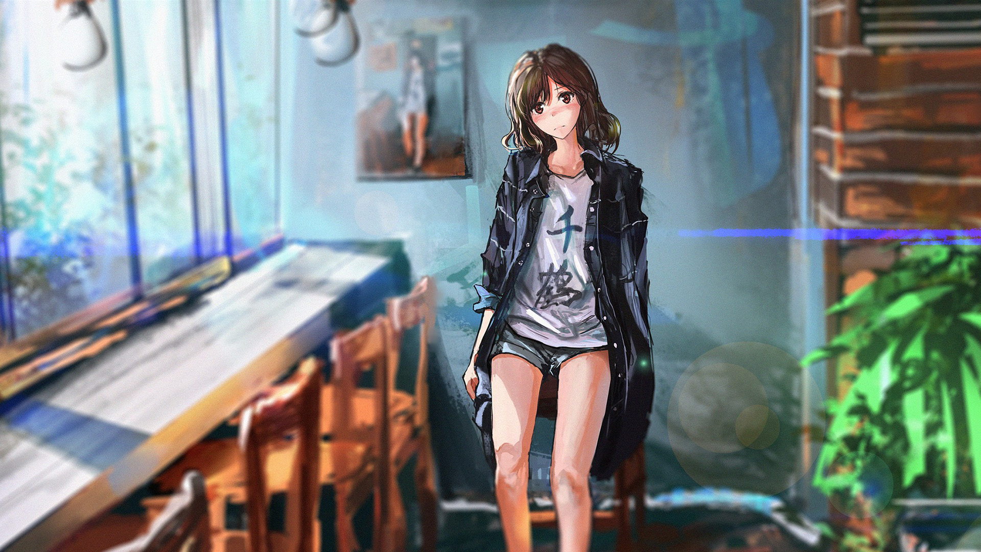 阳光房,植物,椅子,千鹤