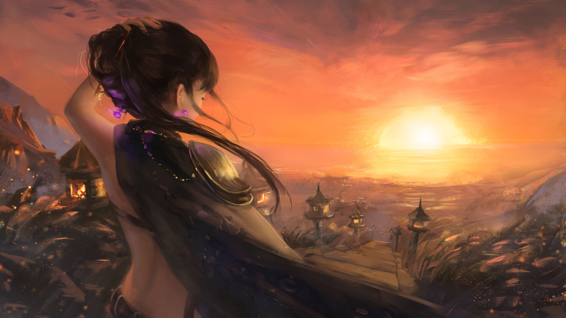 鬼刀,国风,日出,长发,美丽