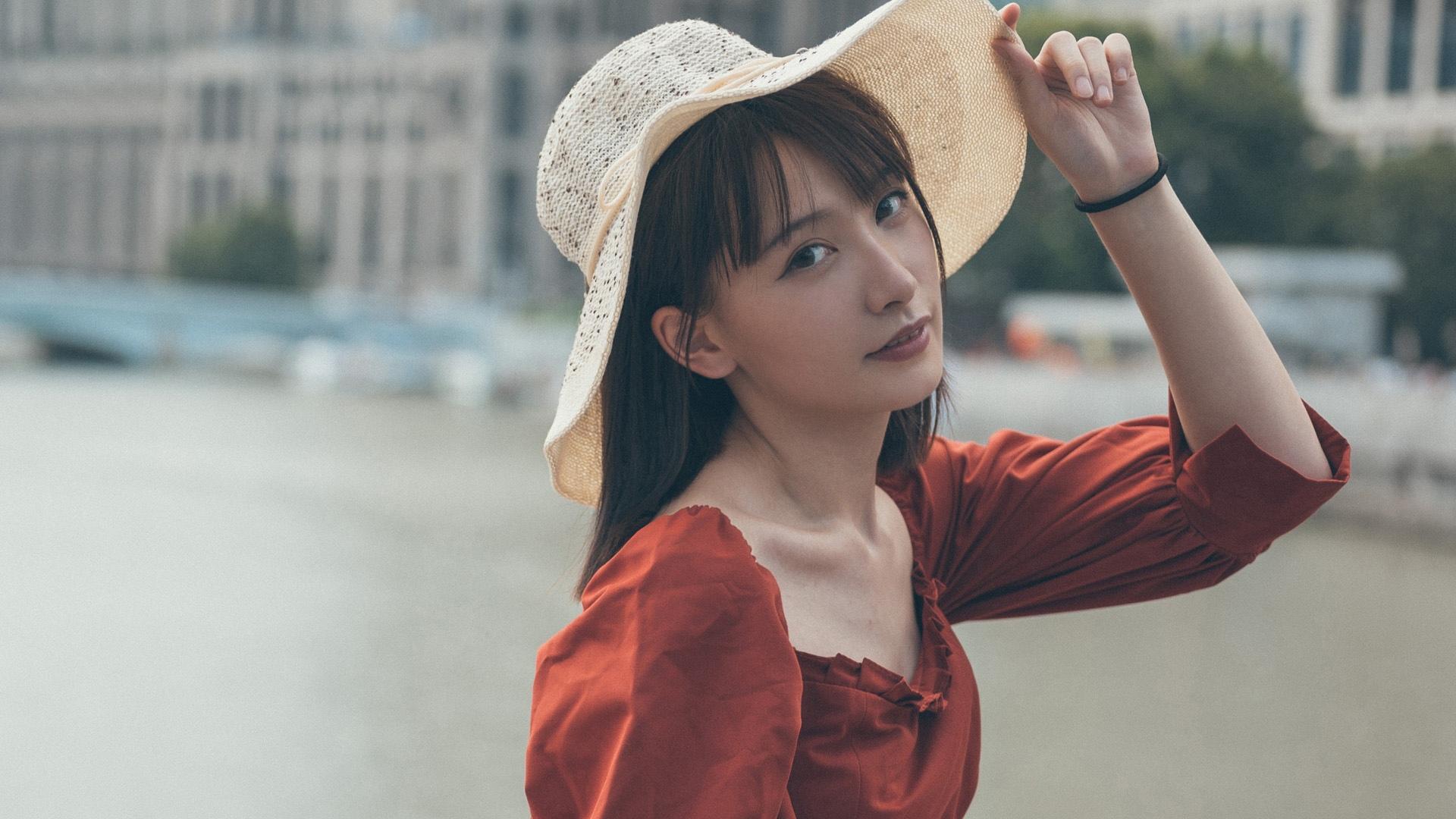 清纯,草帽,太阳帽,长发,阳光