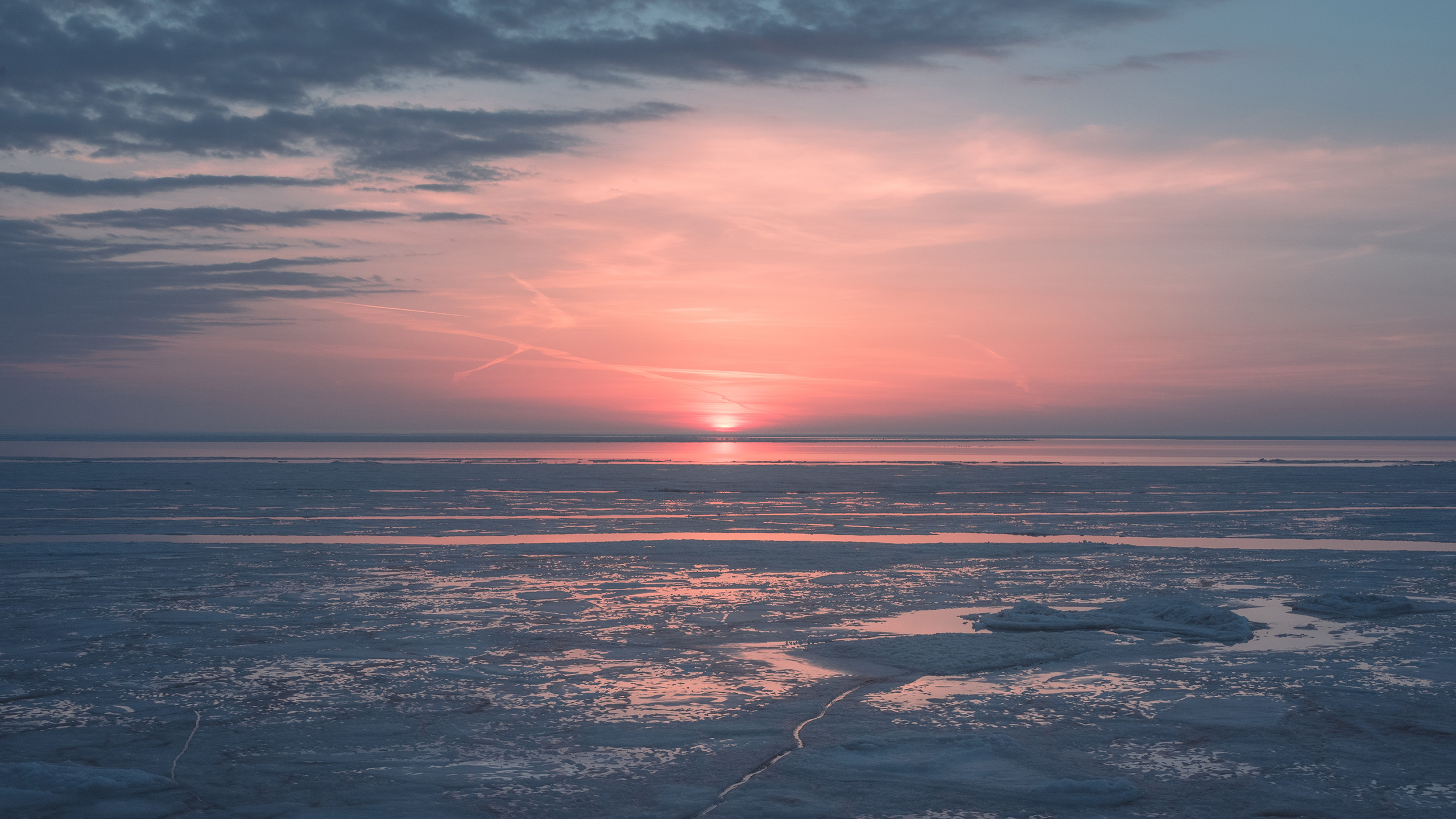 自然风光,日出,冰湖,冻湖,地平线