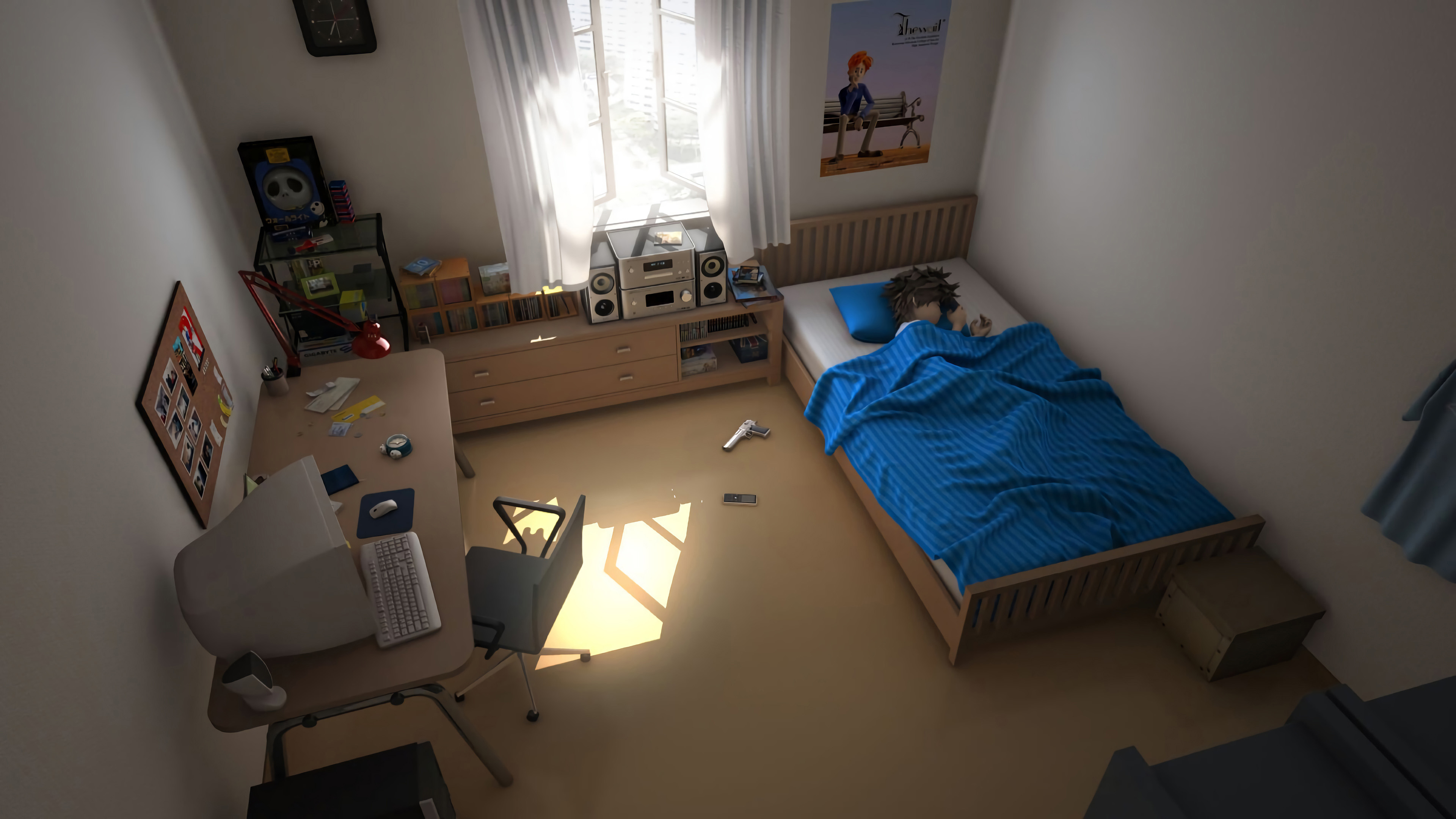 闹钟,午觉,睡觉,卧室,手枪