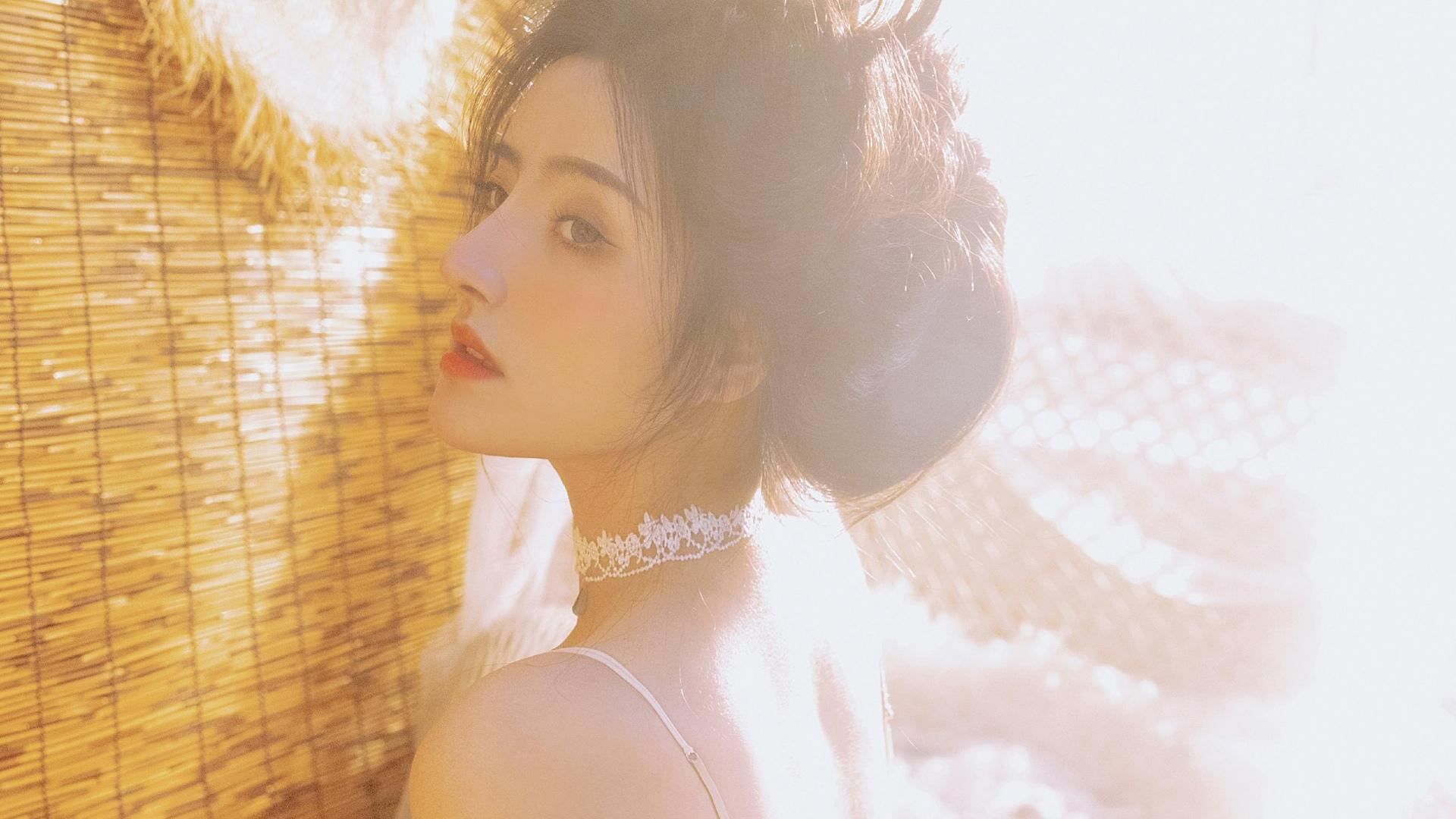 性感女神,美肩,长发,婚纱,阳光