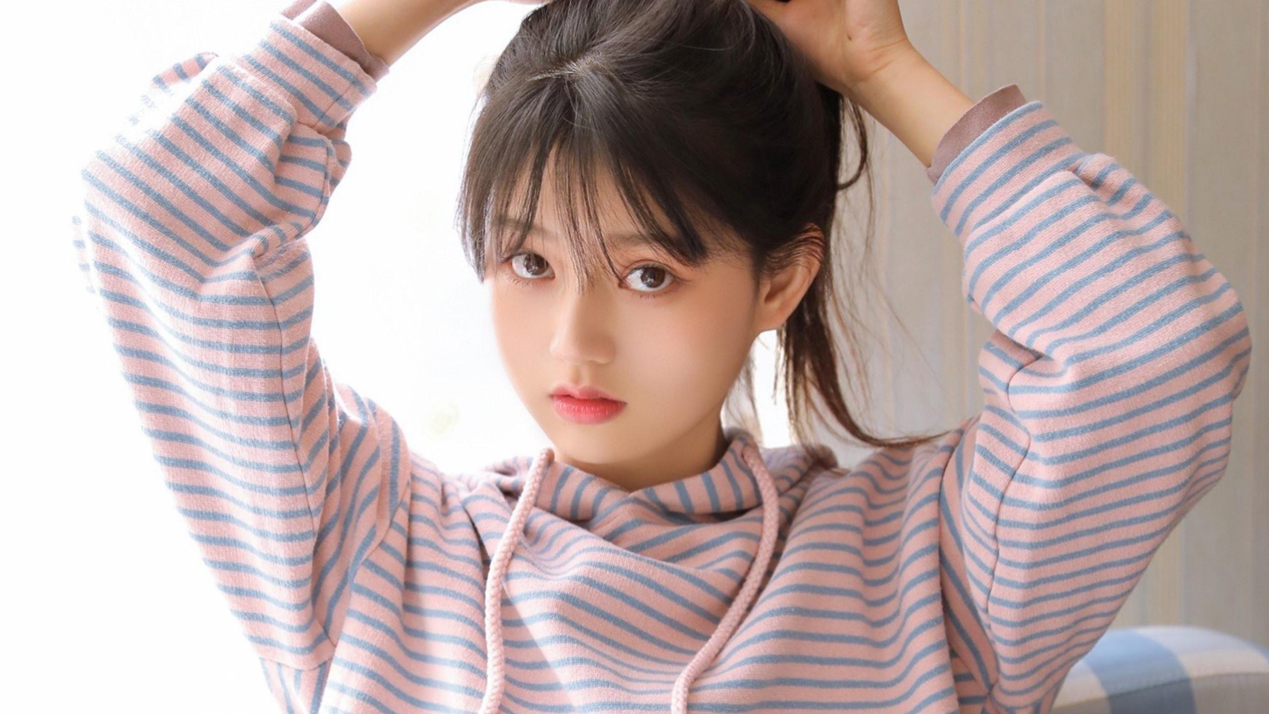 清纯,卫衣,马尾,女孩,养眼,可爱