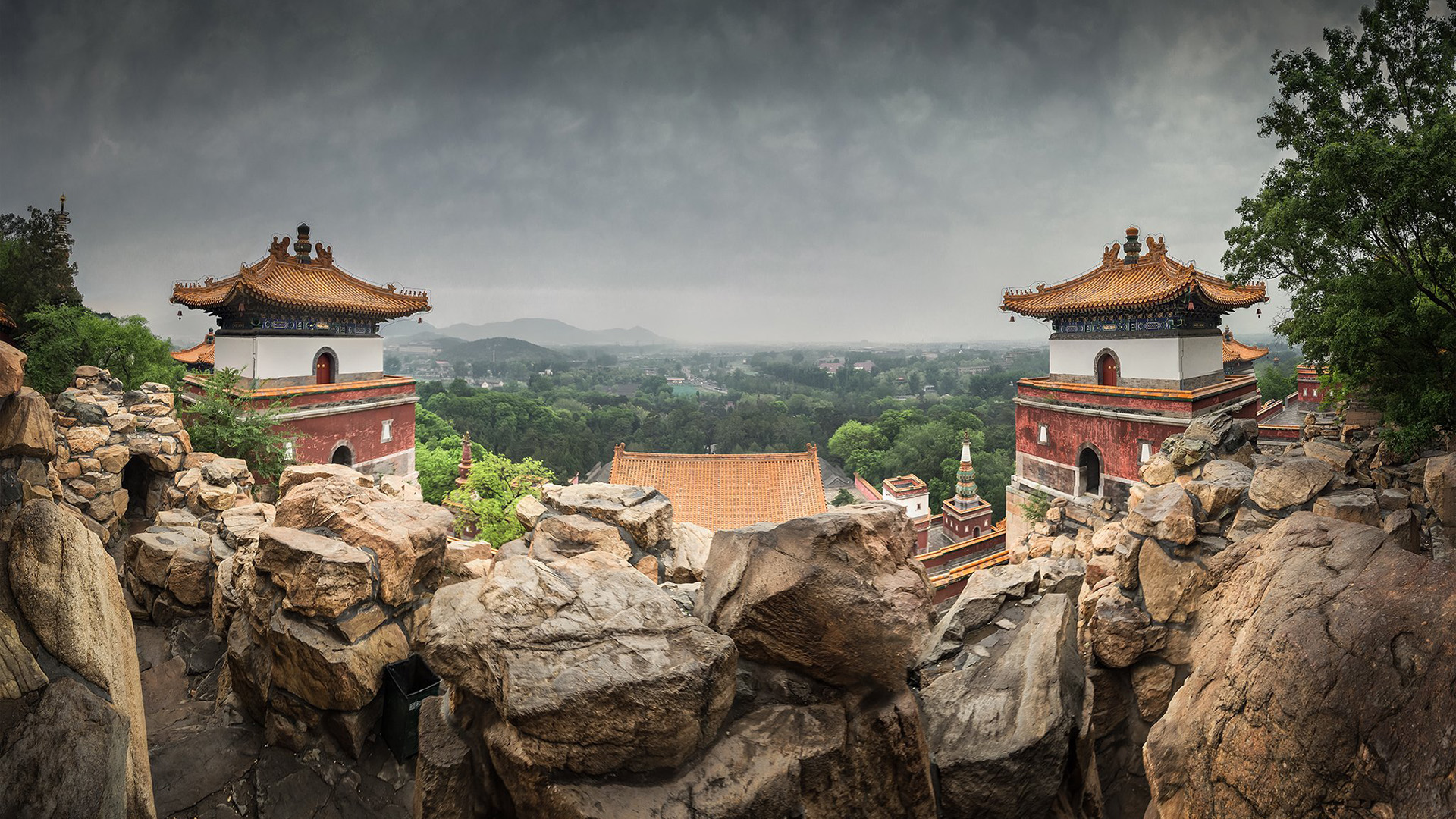 寺庙,假山,园林,庄严