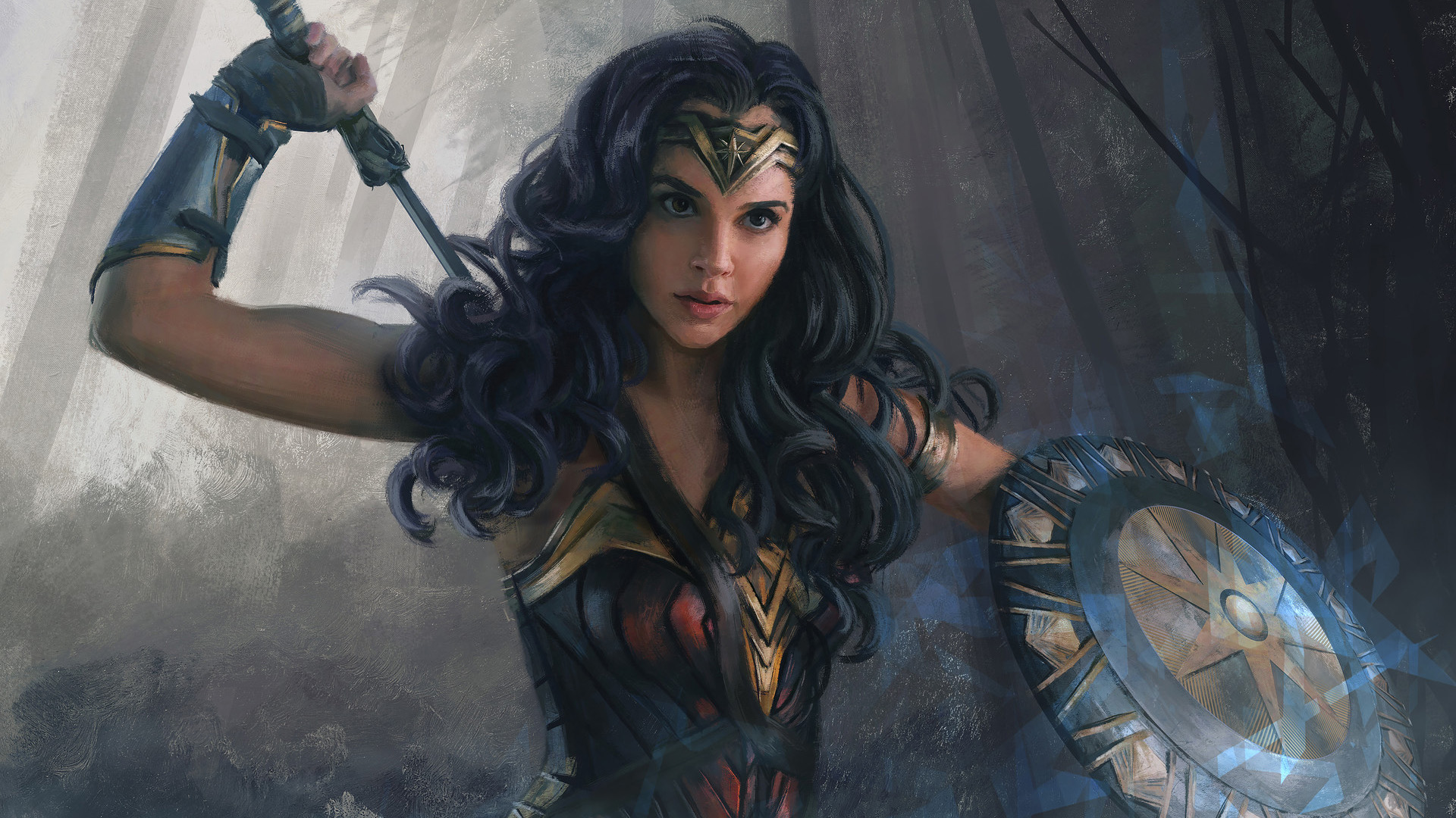 神奇女侠,正义联盟,盾牌,拔剑