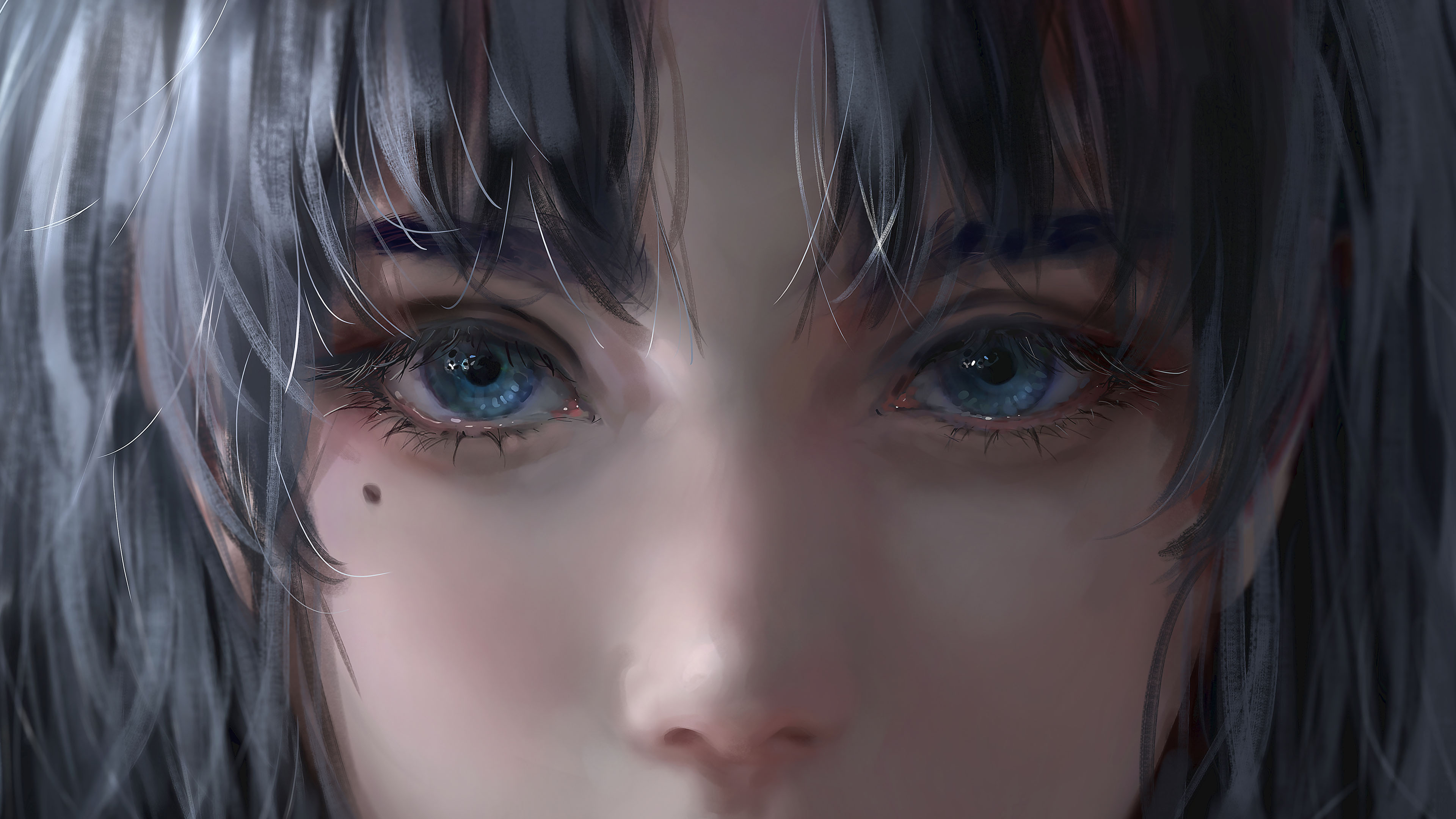 女孩,脸,眼睛,鼻子,厚涂画