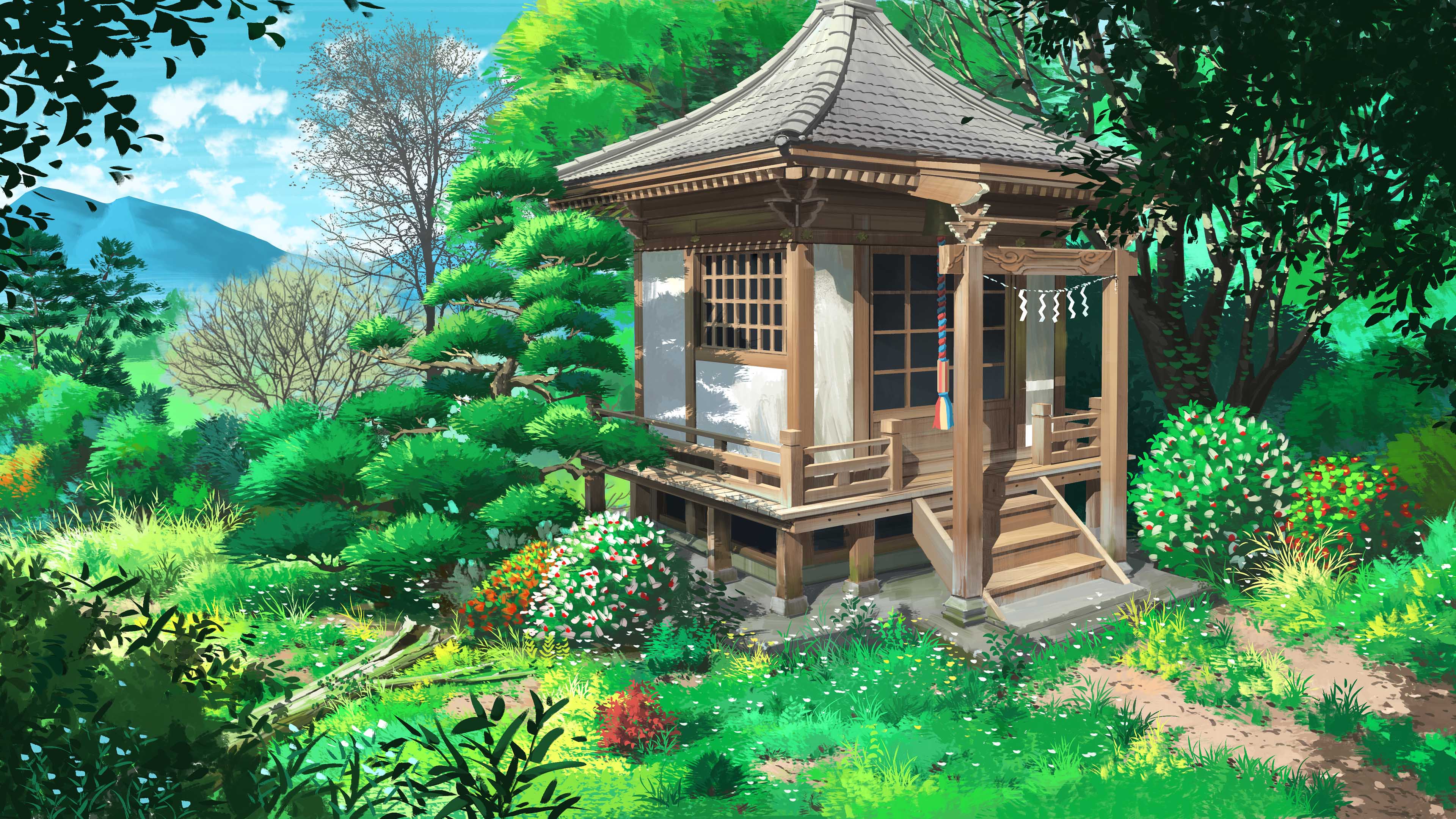 神社,祭祀,小木屋,树林,郊外