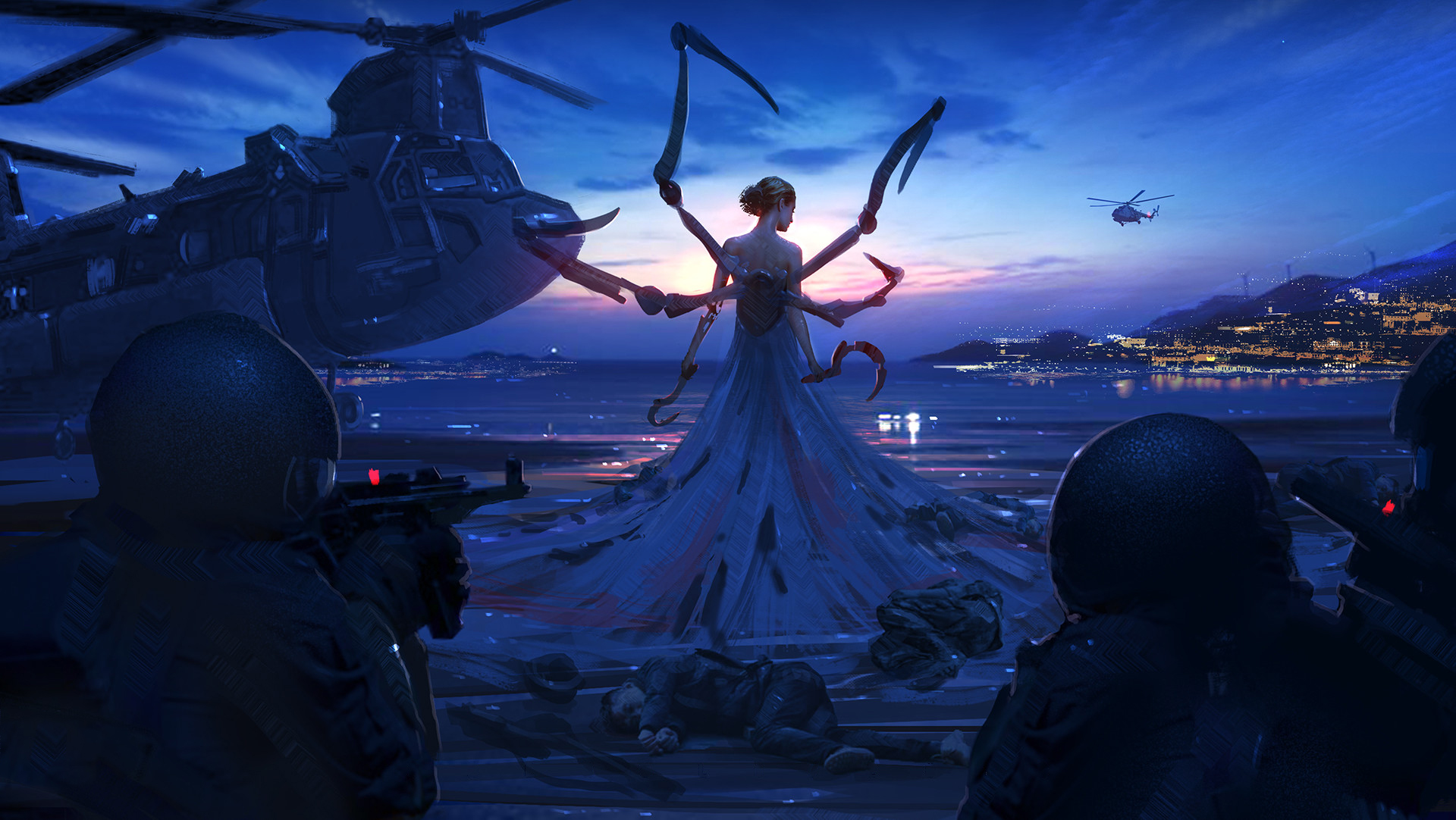 公主,机械手,直升机,警察