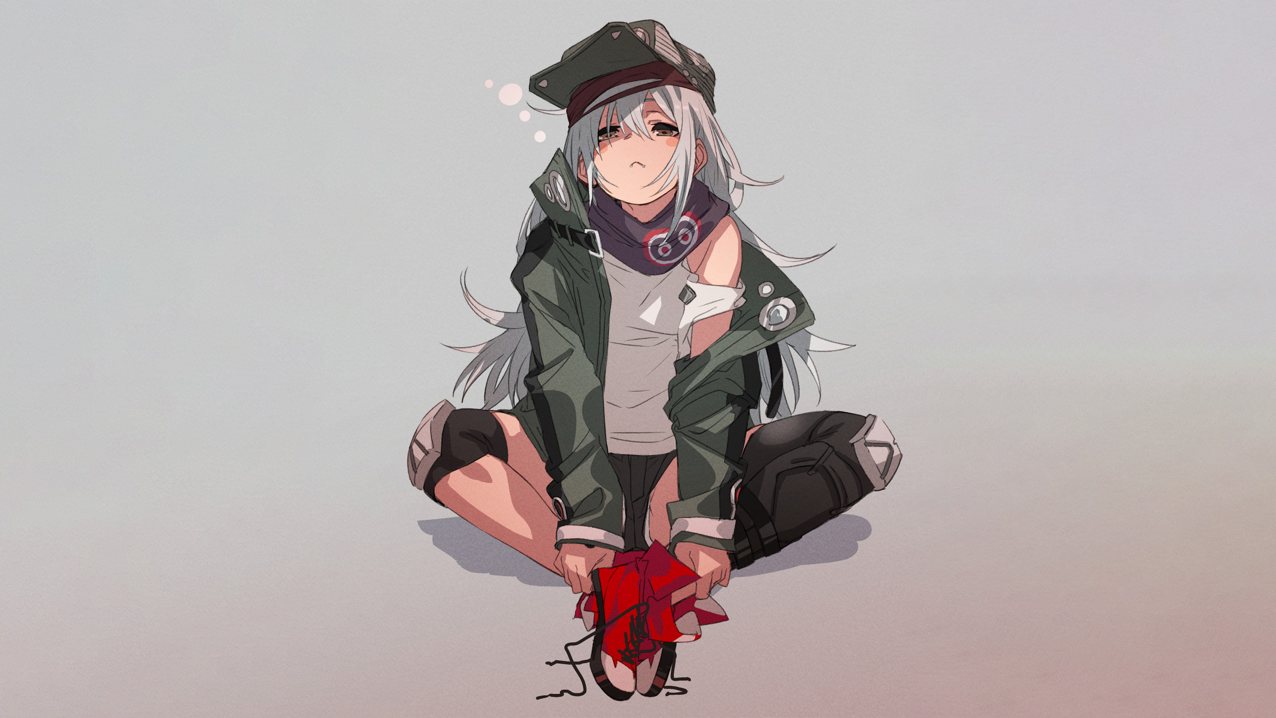 卡通人物,帽子,风衣,白发