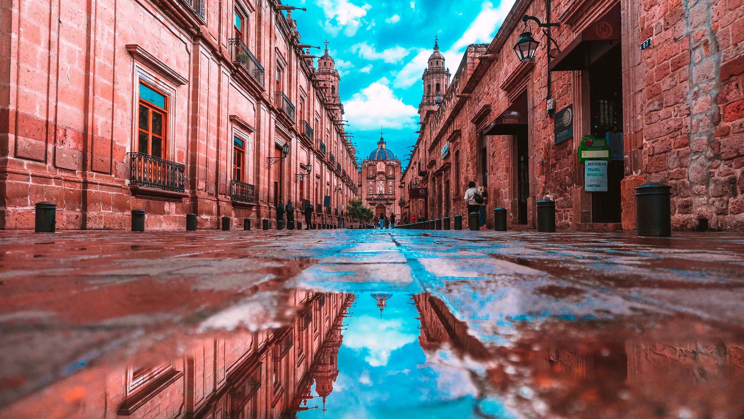 倒影,建筑,街道