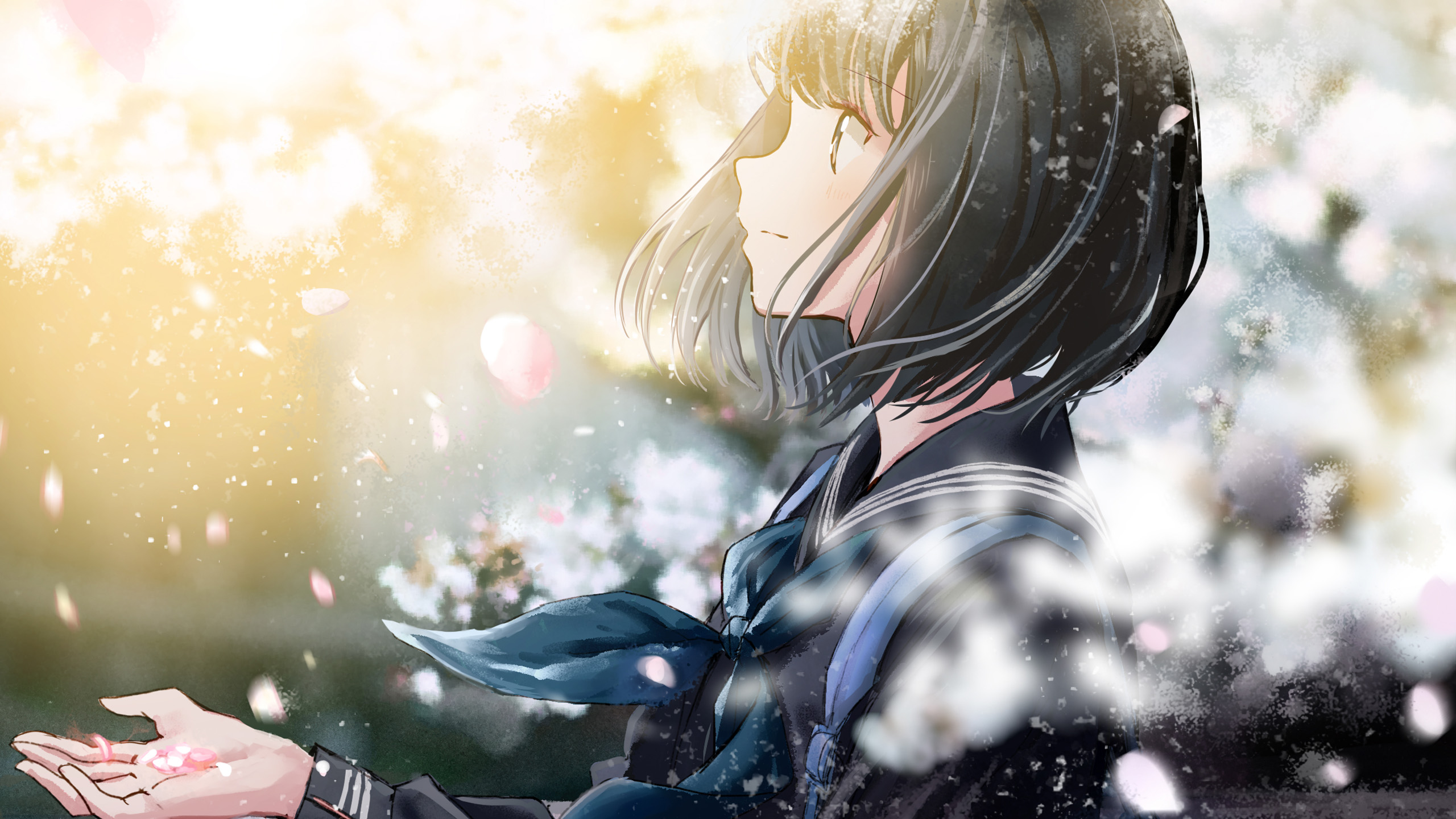 樱花,纷飞,短发,学妹,花瓣