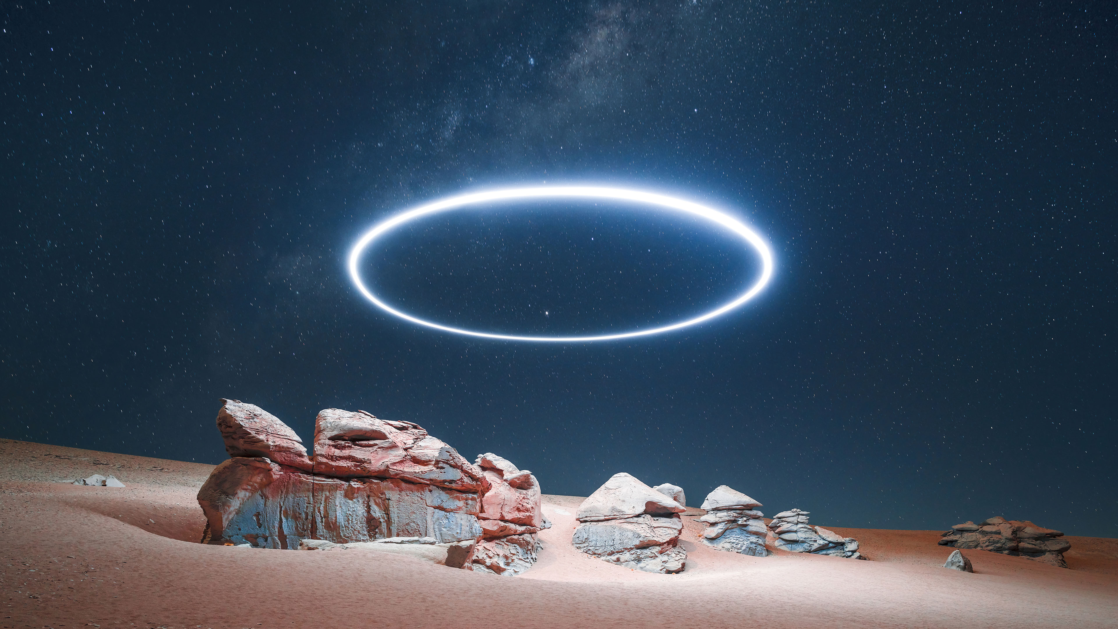 奇幻梦境,沙漠,星空,繁星,,光圈