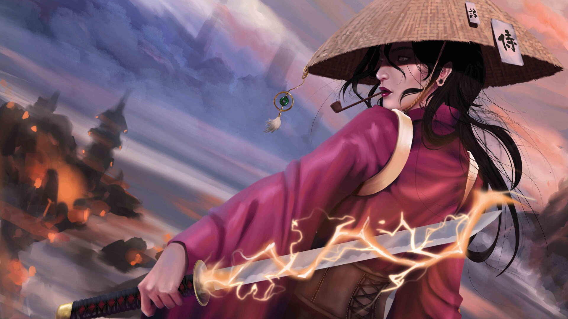 斗笠,驱魔人,雷电,雷刀