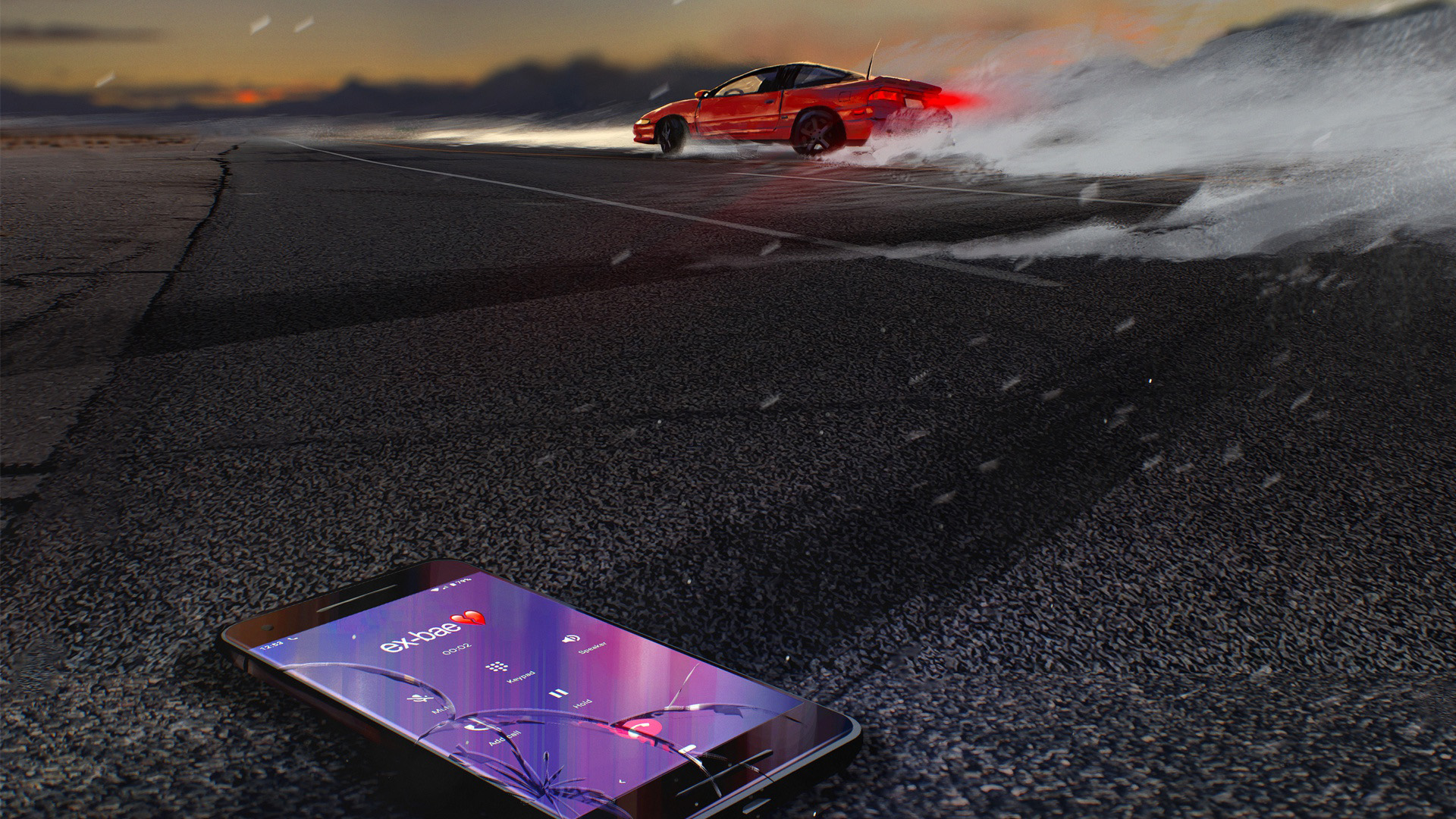 跑车,碎屏,分手,一刀两断