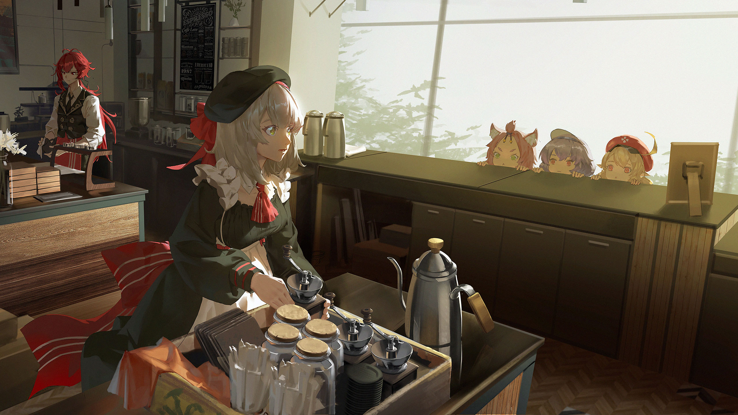 咖啡店,小朋友,茶壶,水杯