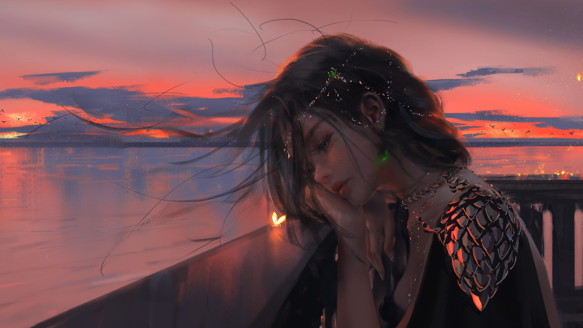 鬼刀,风铃公主,晚霞,夕阳,微风