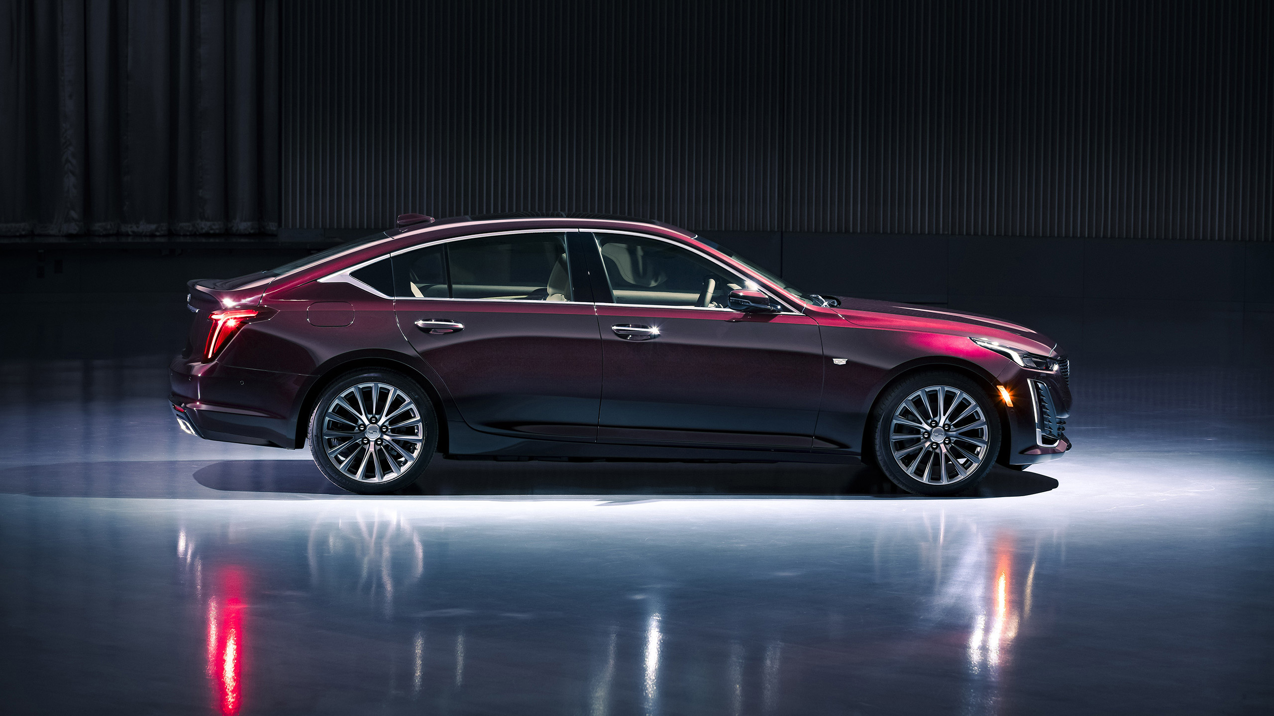 凯迪拉克,轿车,倒影,紫色汽车