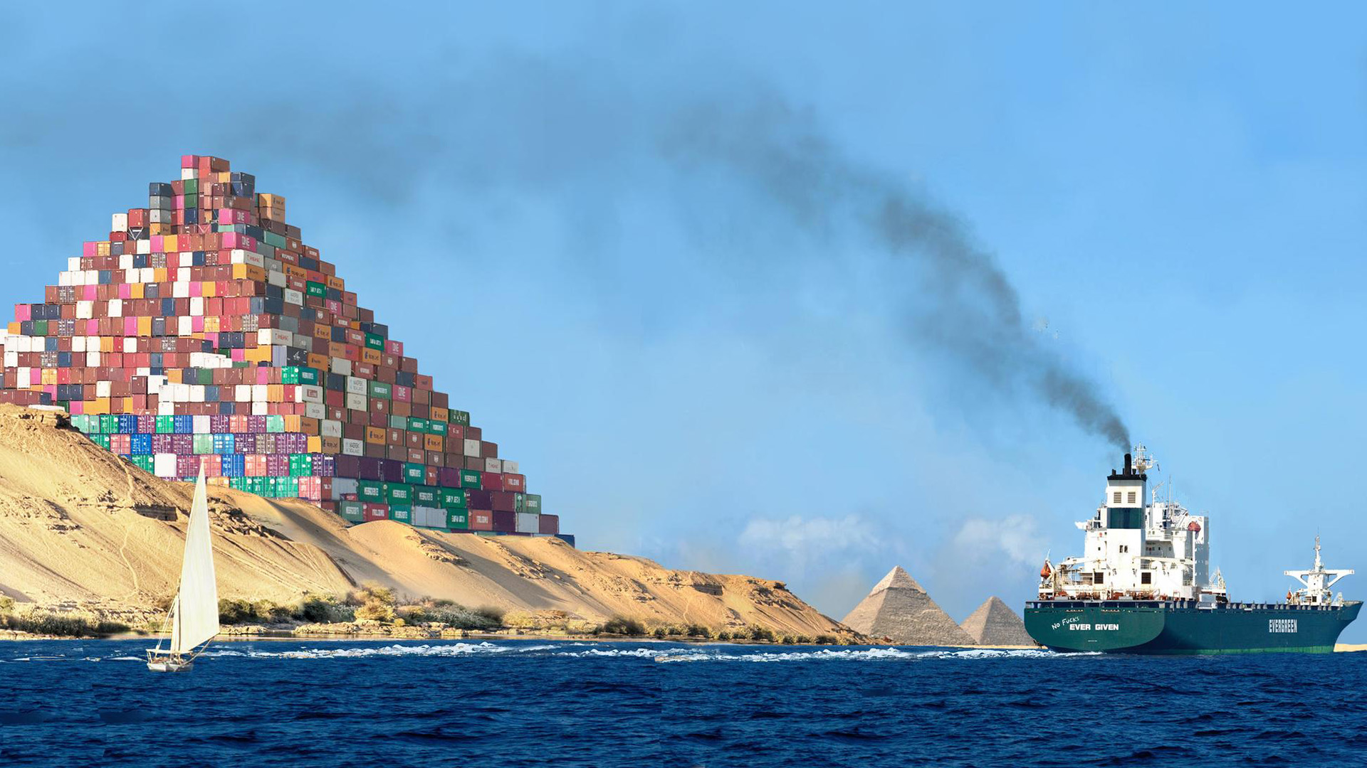 货轮,集装箱,苏伊士,金字塔,帆船