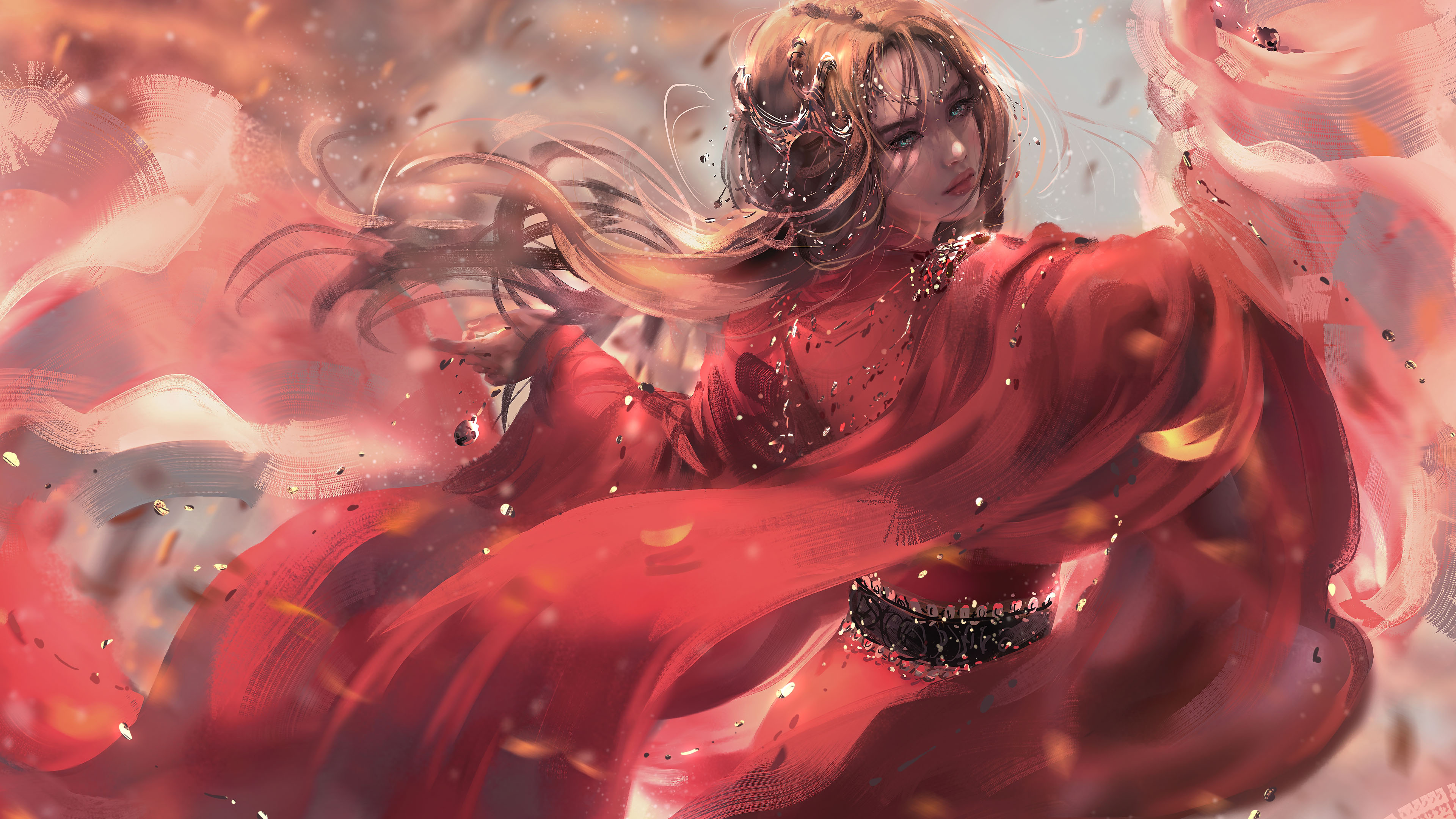 古风,首饰,红衣少女,翩翩起舞