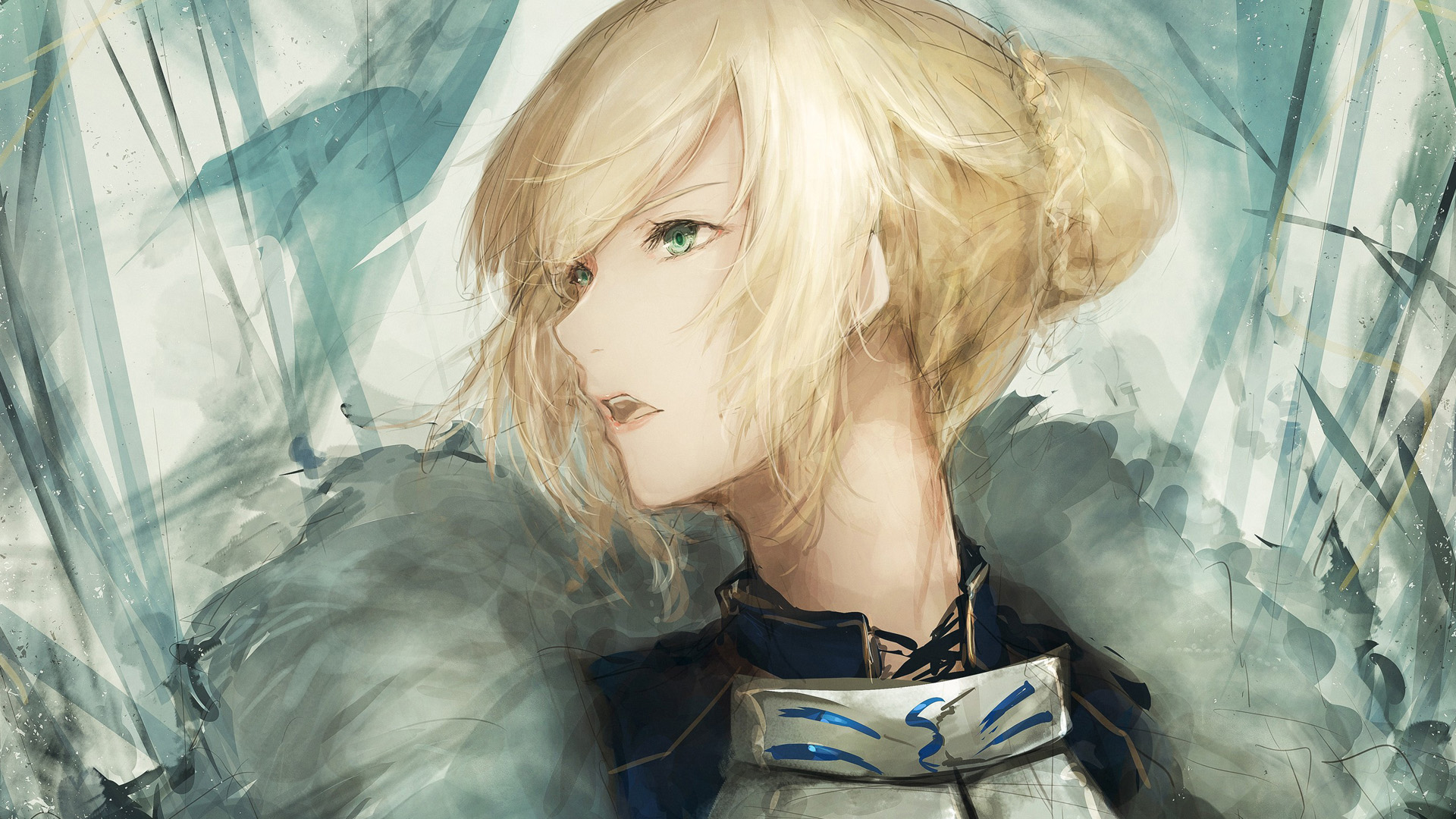 油画,金发,碧眼,女武士