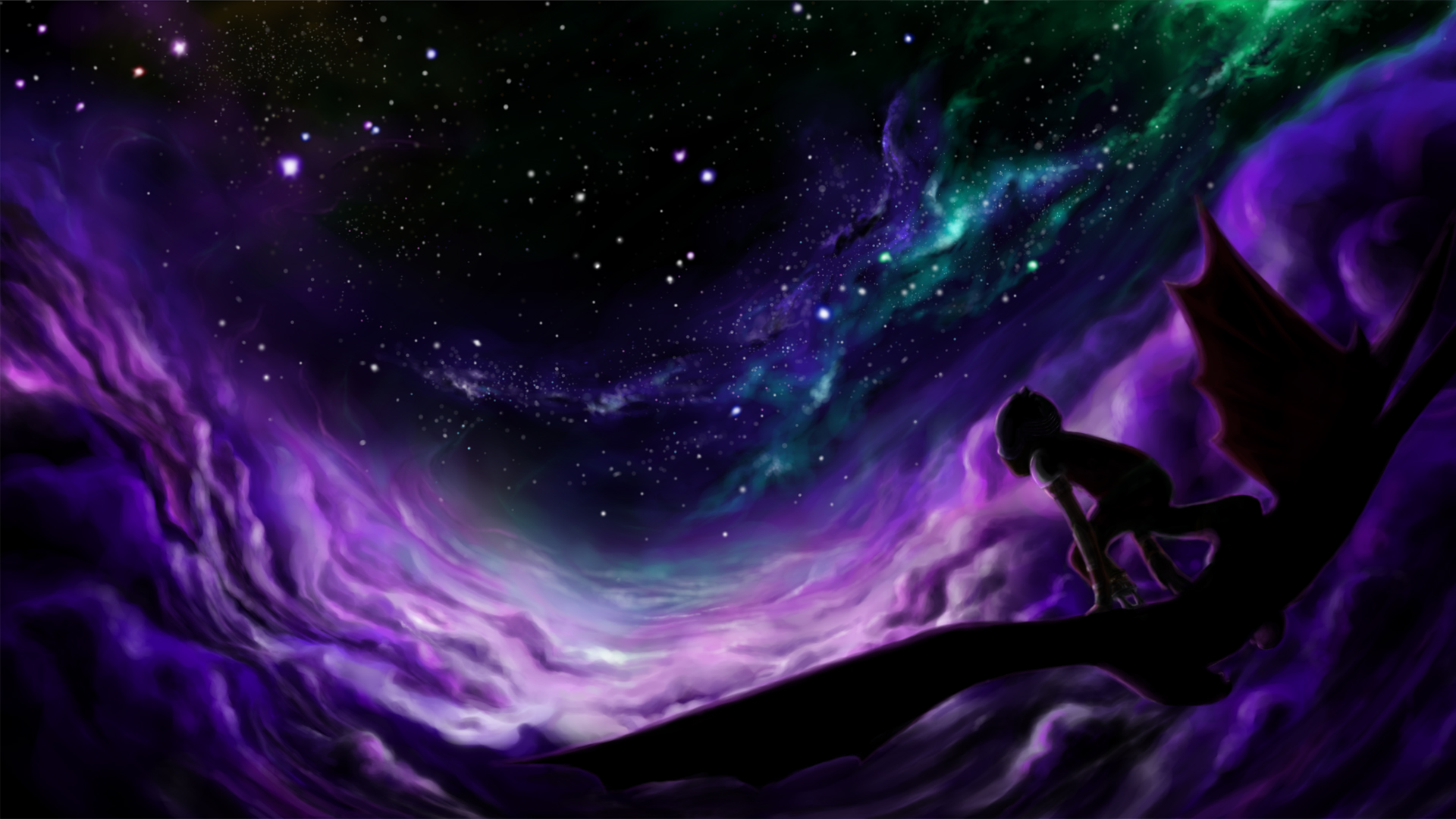 动漫,,星空,少女,,夜晚