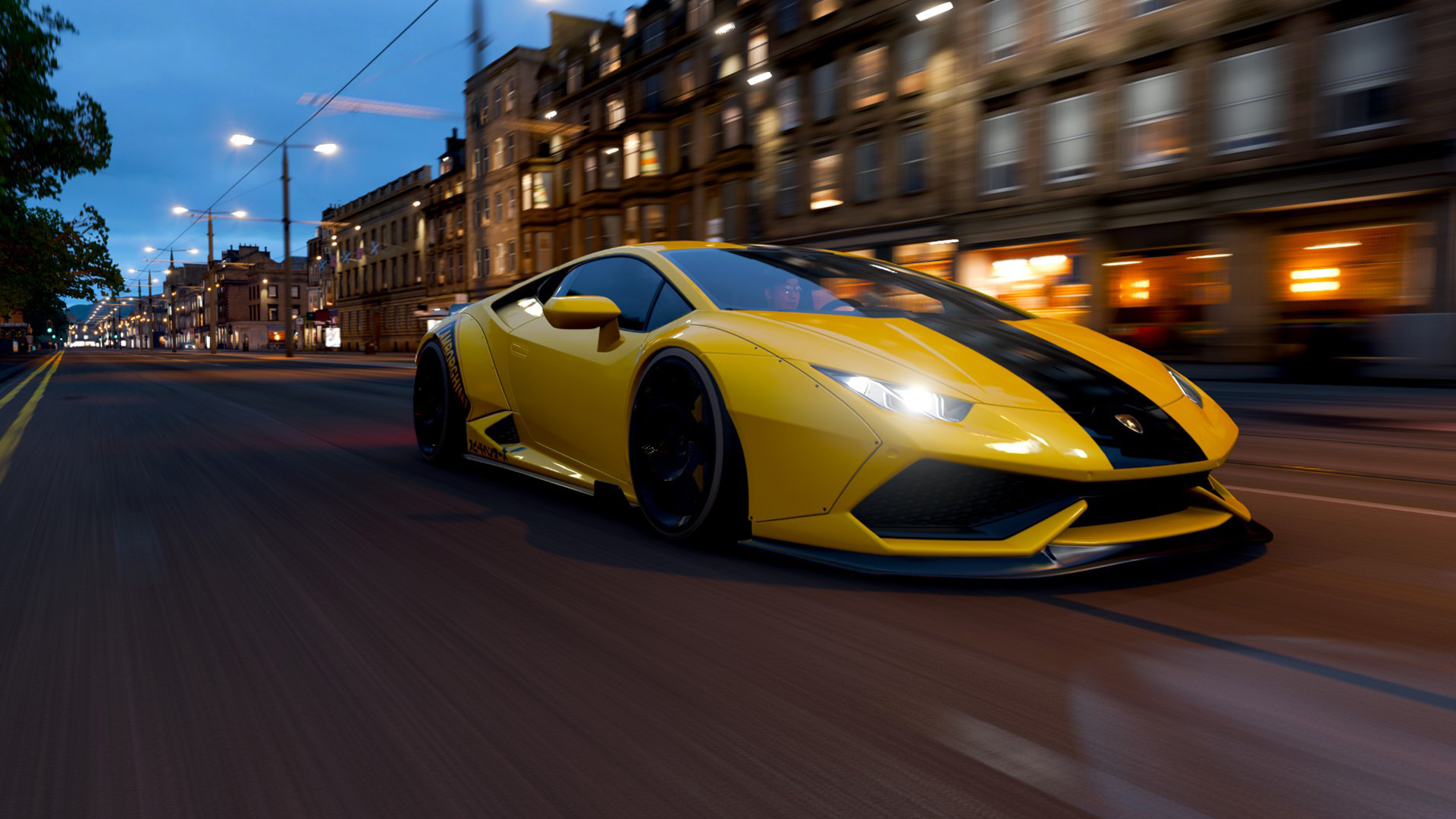 兰博基尼,城市夜景,街道,跑车