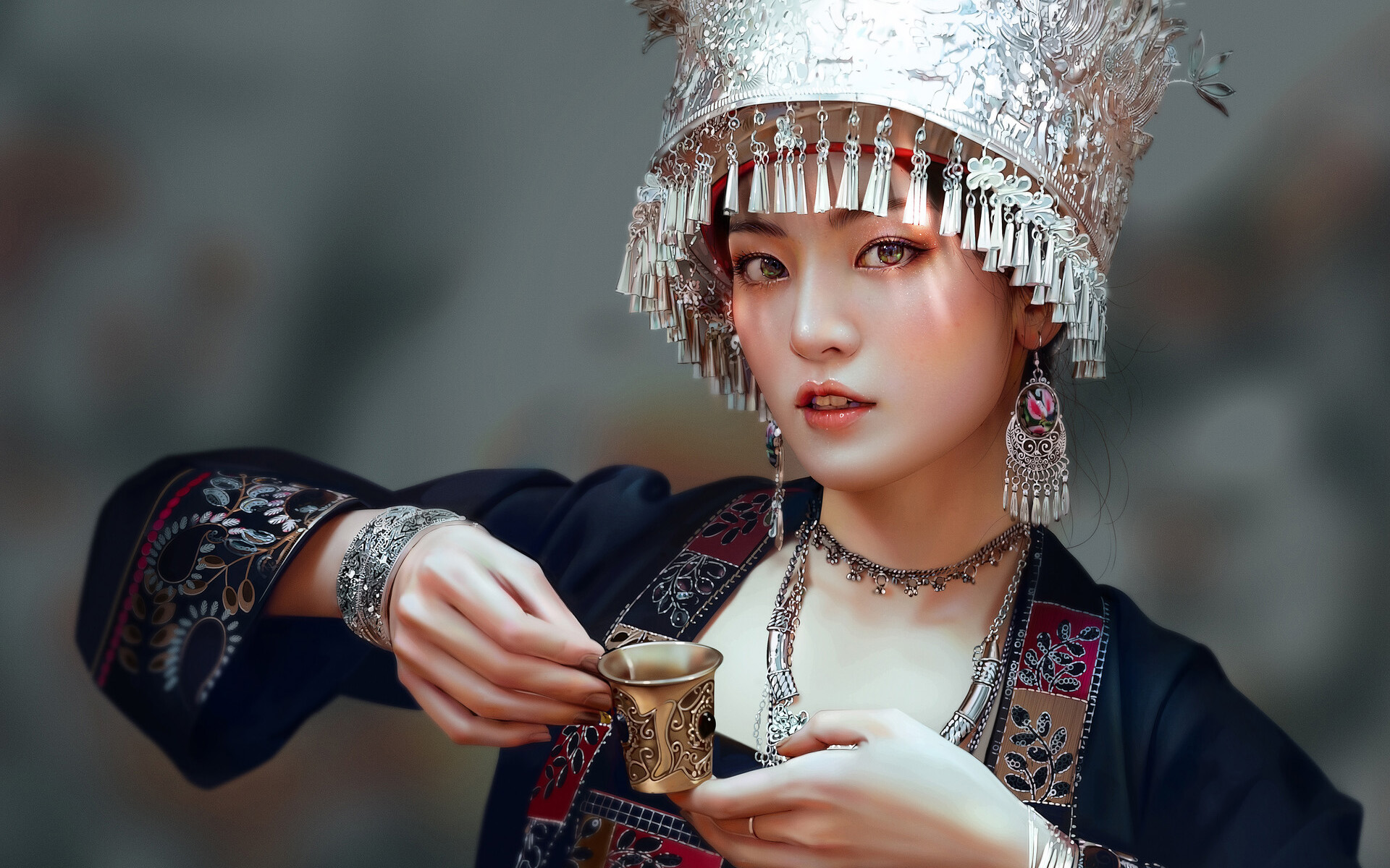 文艺古风,民族服饰,首饰,酒杯