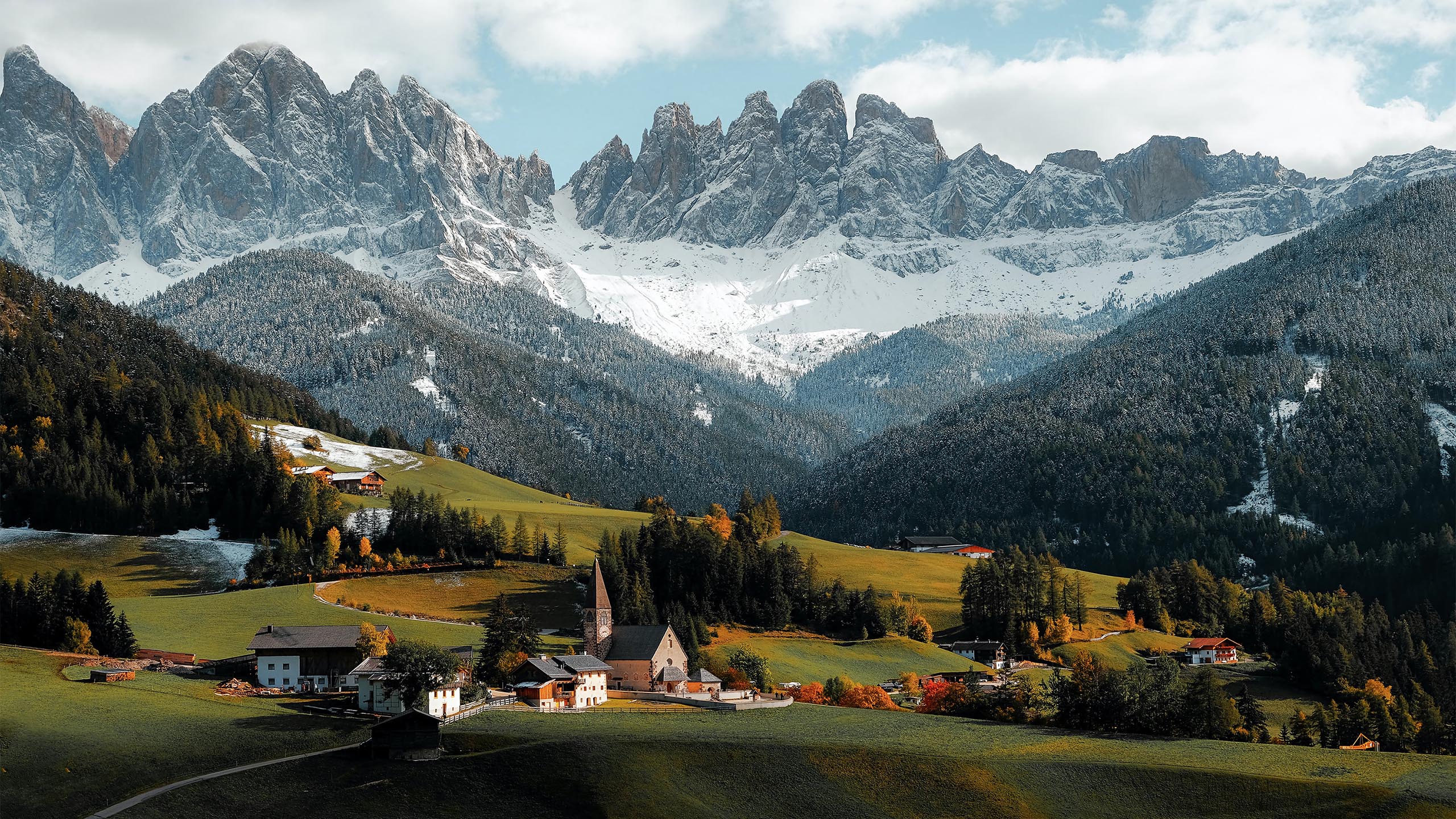 自然风光,雪山,阿尔卑斯,村庄