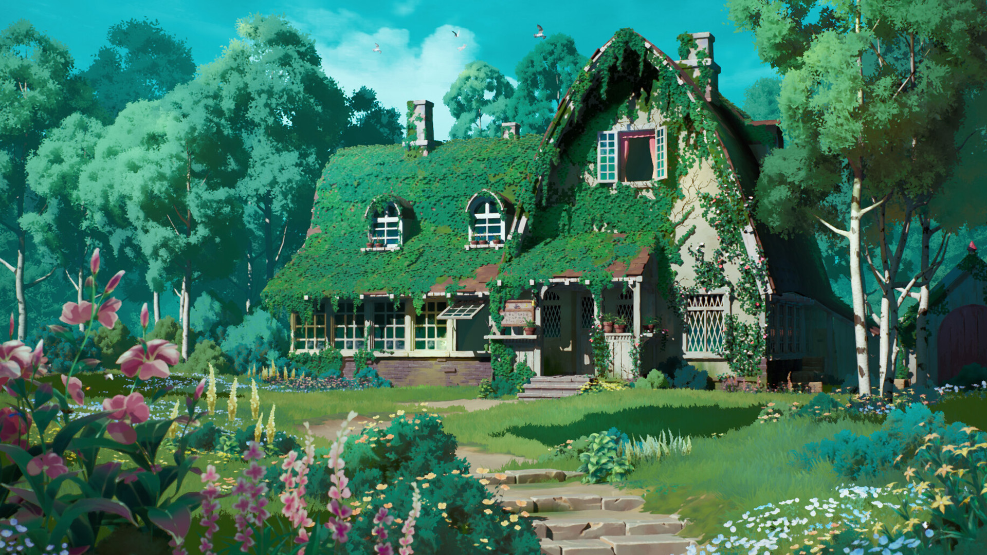 童话屋,花园,草地,碧绿