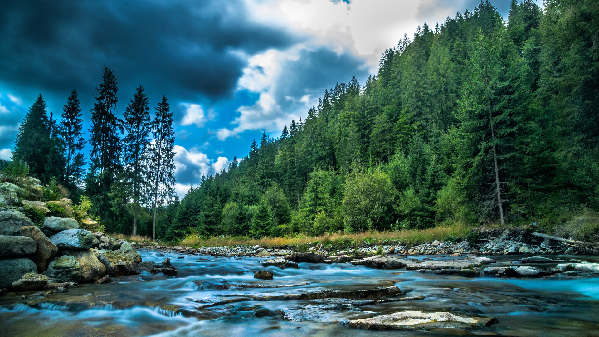 炎炎夏日,小溪,河流,青山绿水