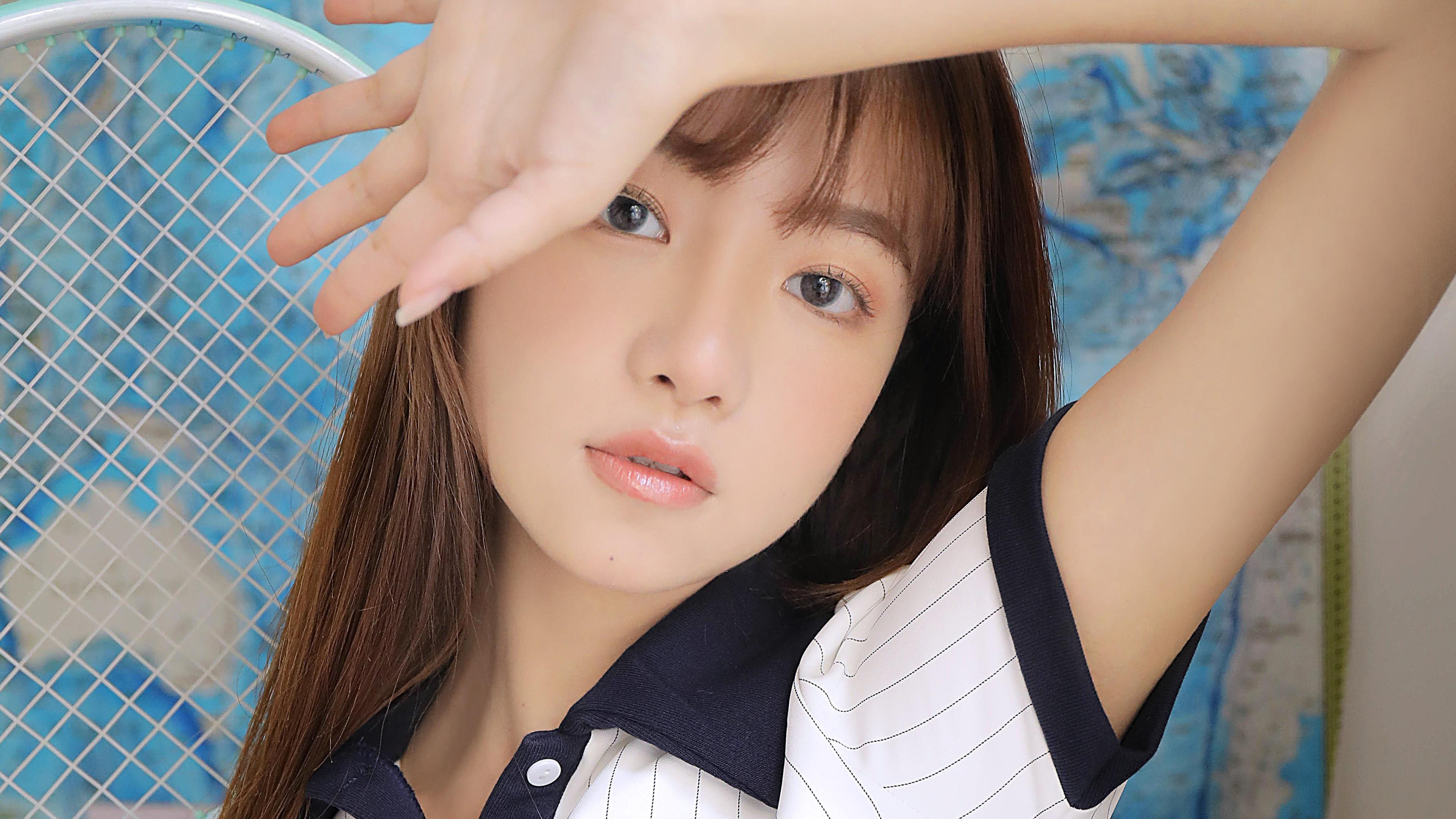 清纯,网球拍,运动,女孩