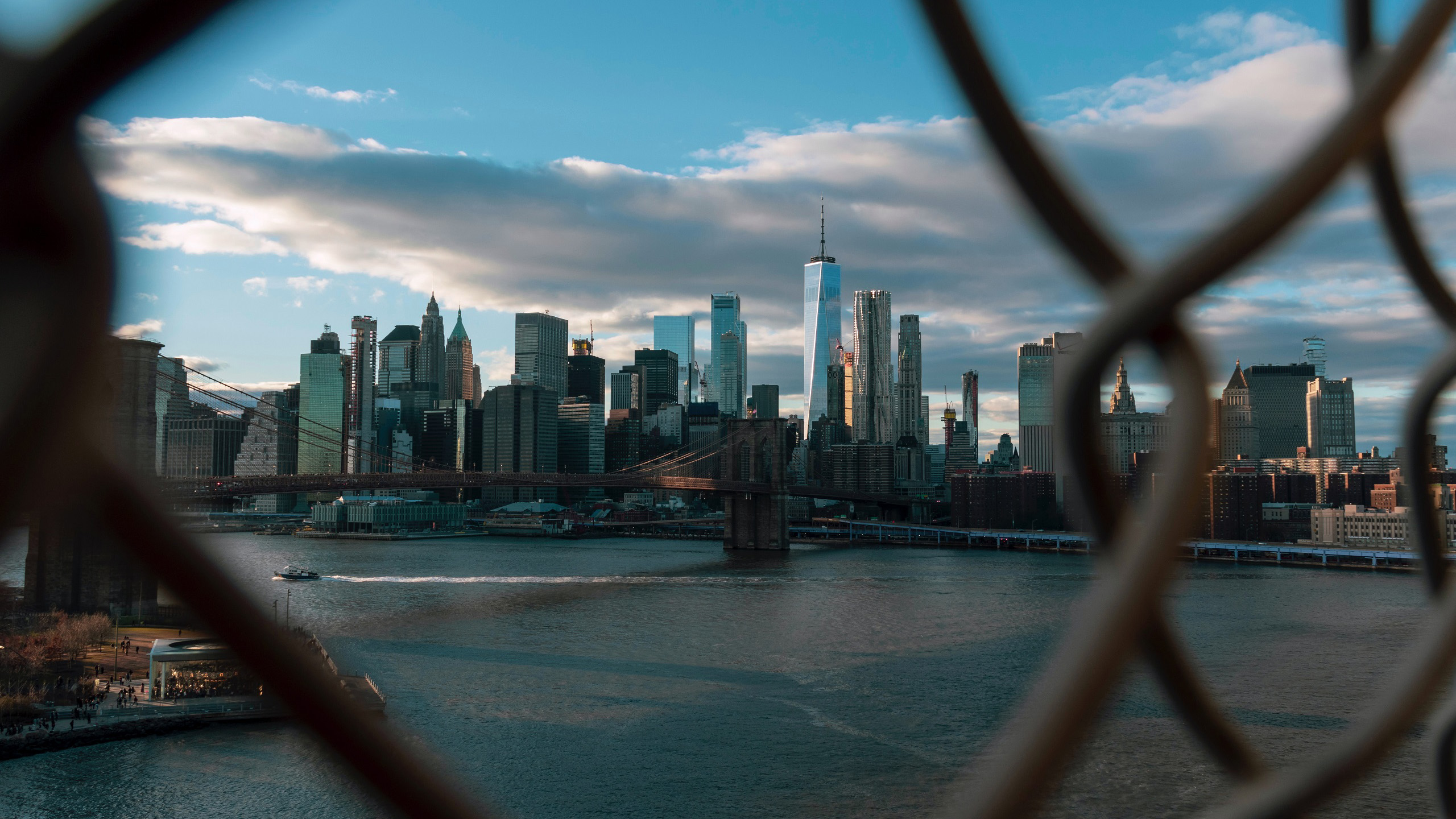 纽约,都市,铁网,天空,云