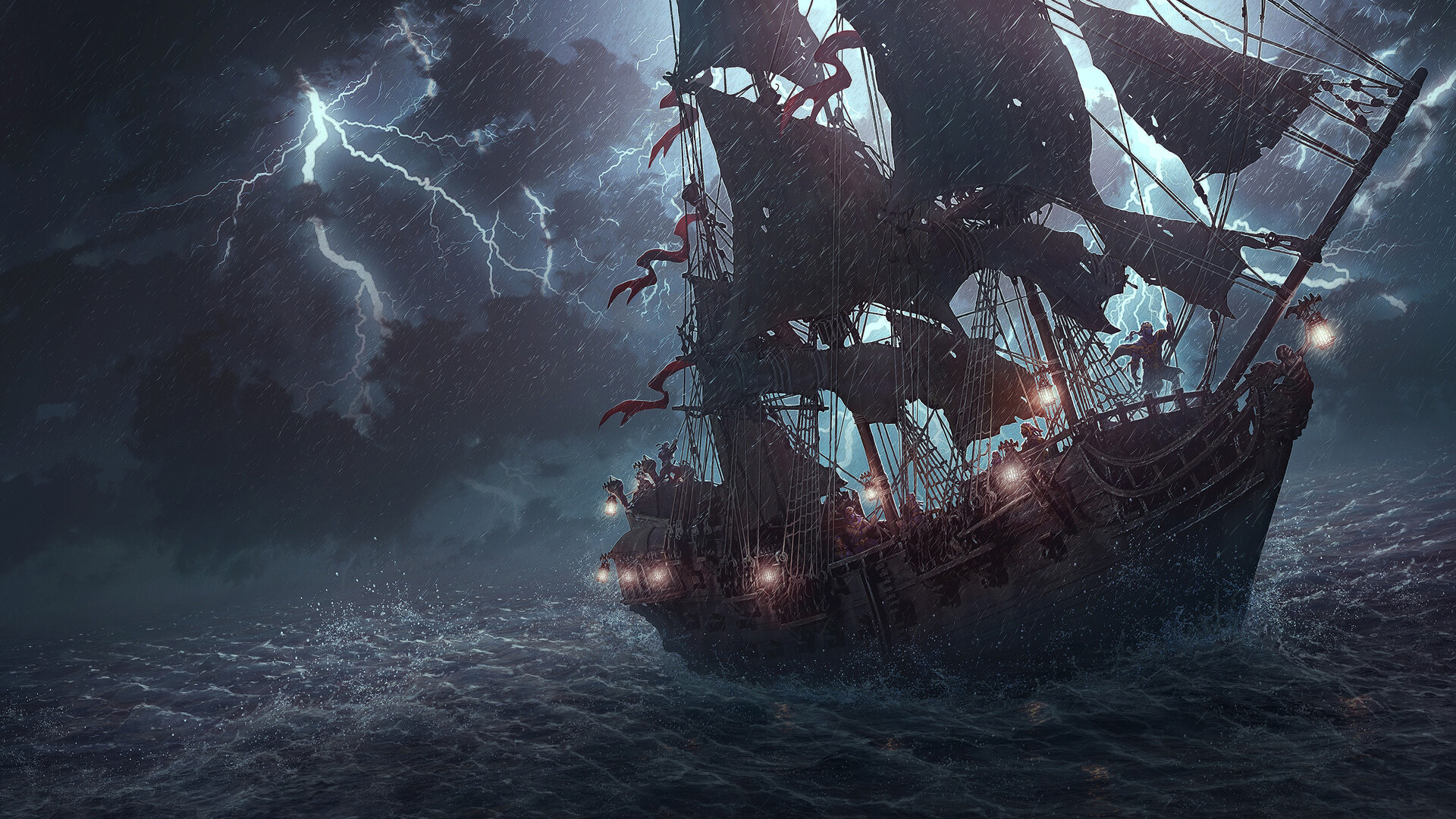 主机游戏,大帆船,雷电,暴风