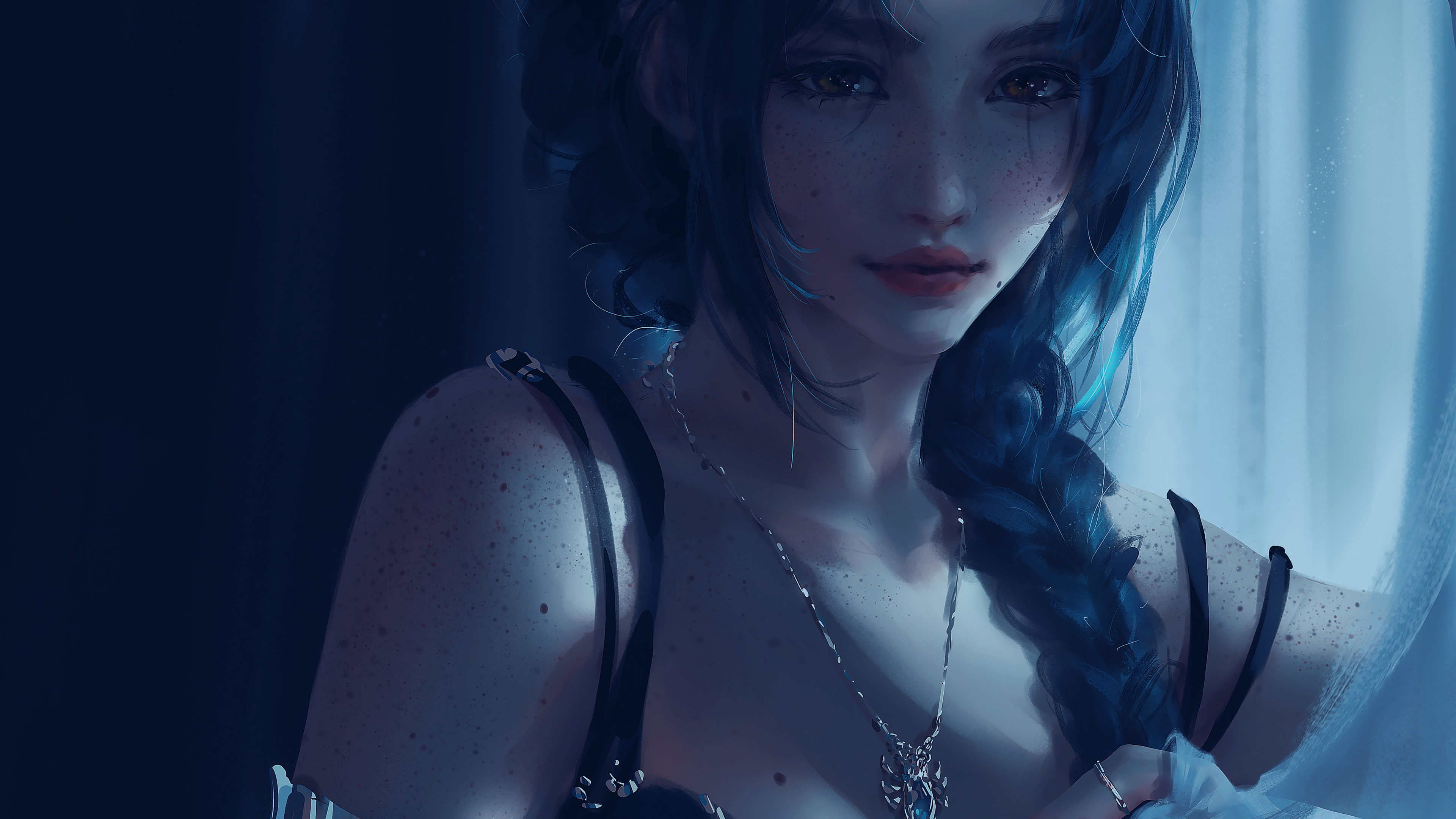 大辫子女孩,项链