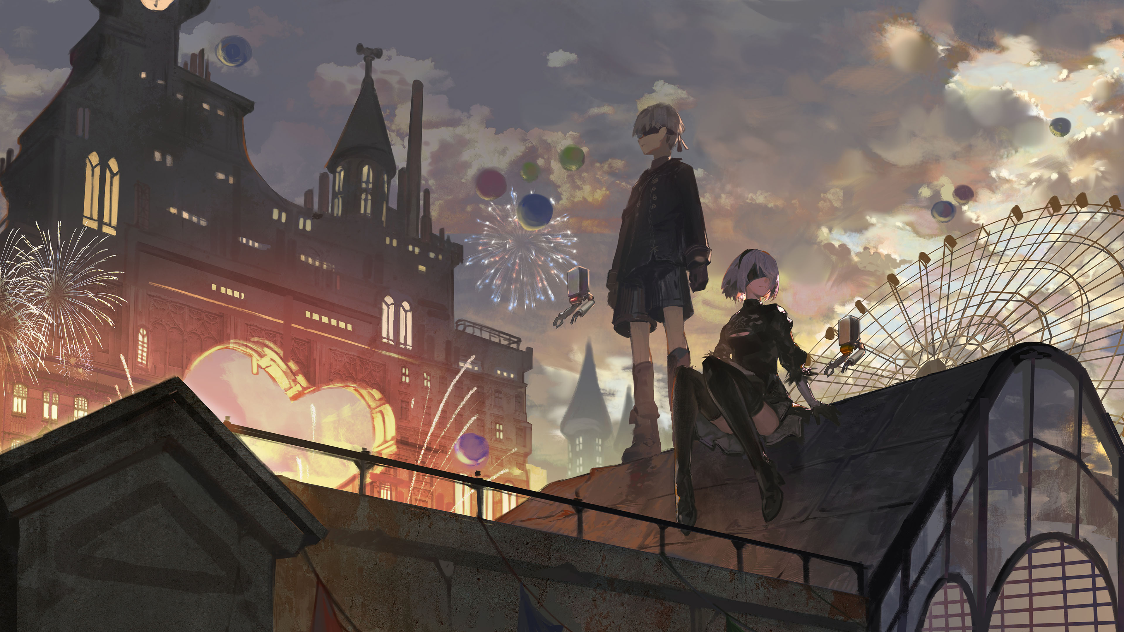 主机游戏,机械纪元,2B,摩天轮,游乐场