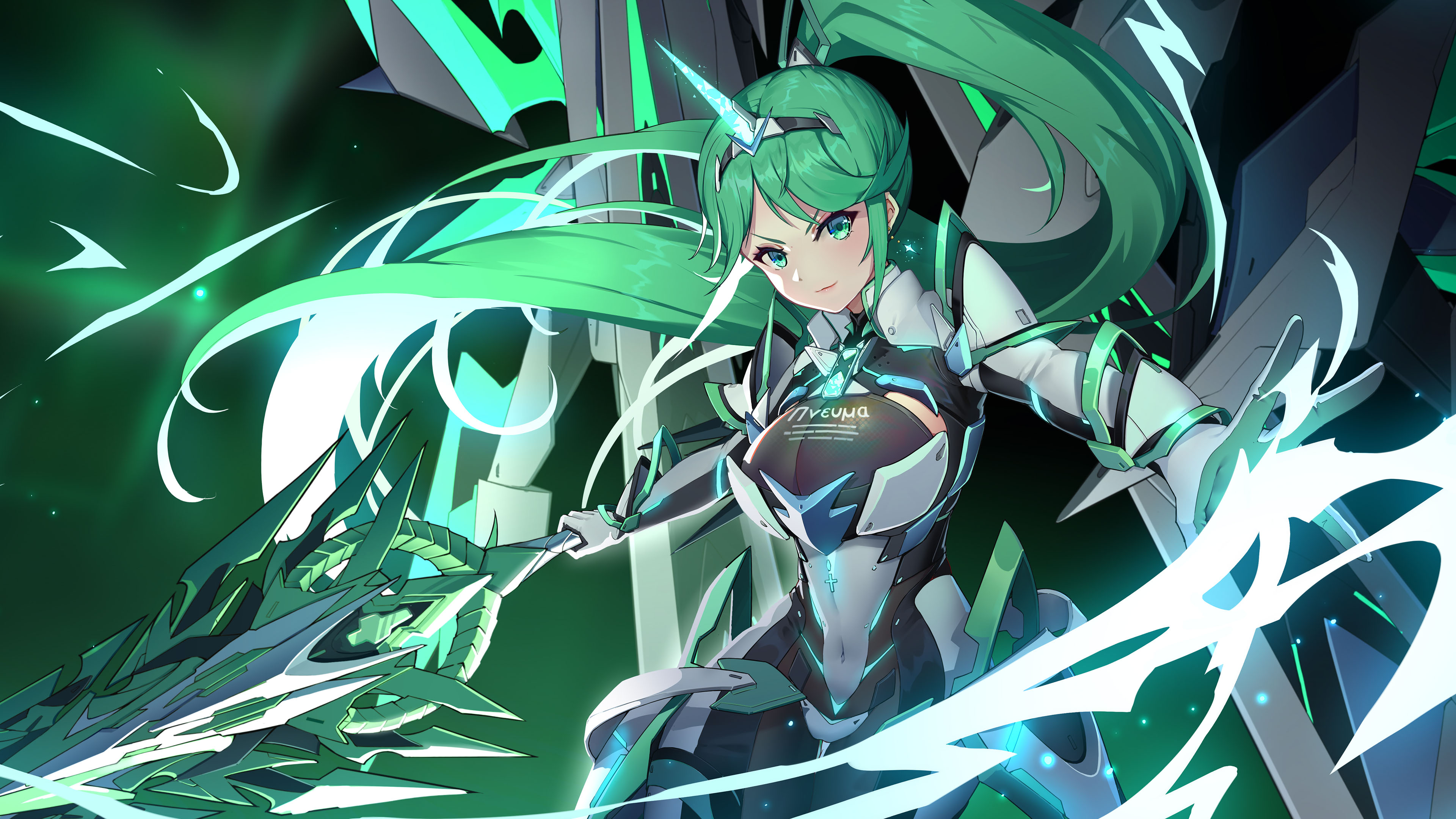 武器,战士,绿发少女