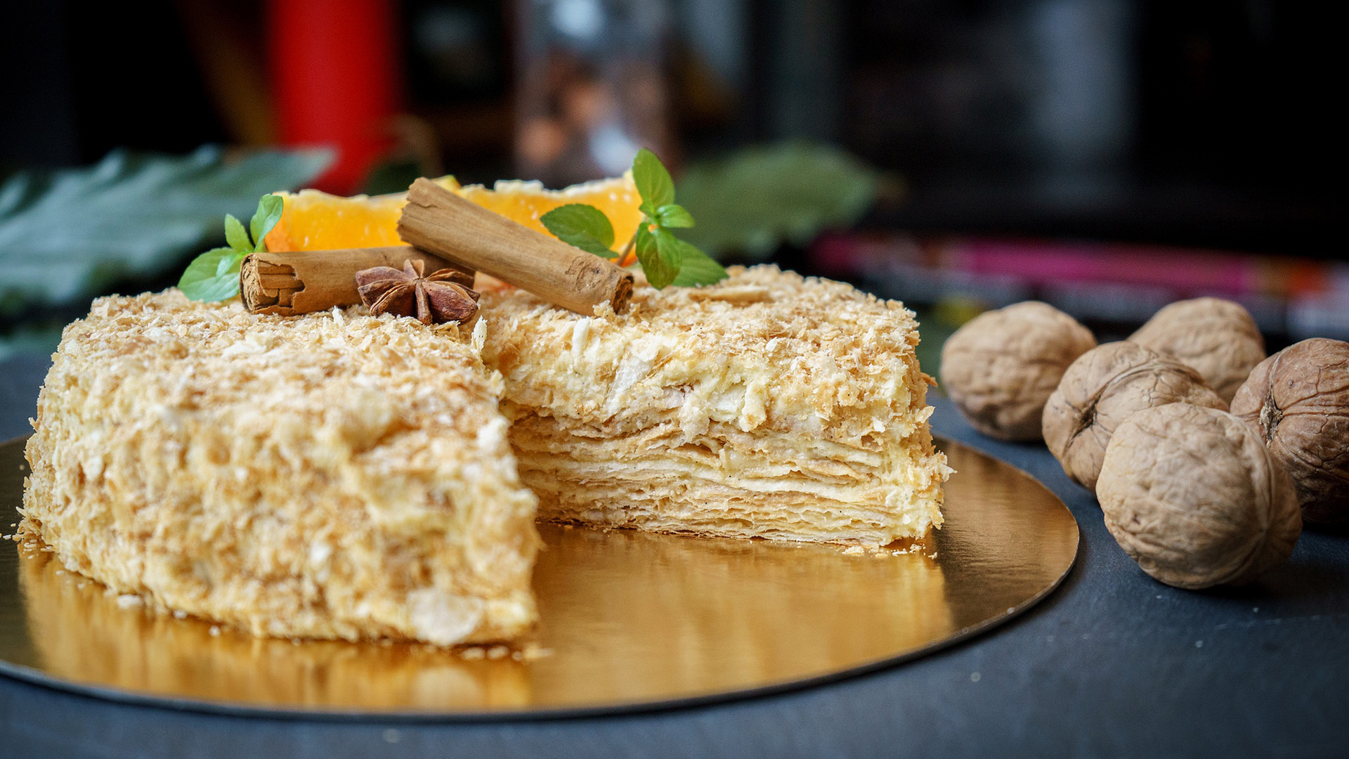 舒缓压力,拿破仑,核桃,奶油蛋糕,甜品