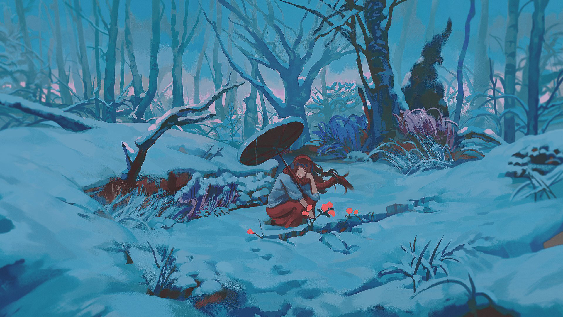 冰天雪地,冬去春来,女孩,寒冬