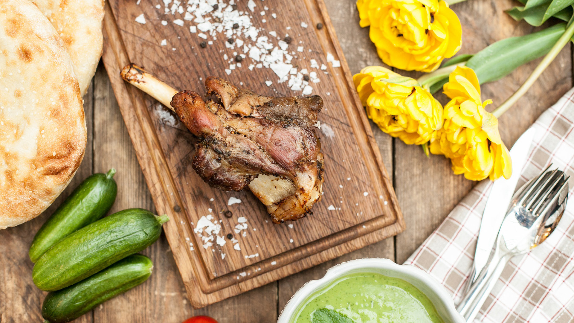 舒缓压力,小羊排,黄瓜,鲜花,西餐