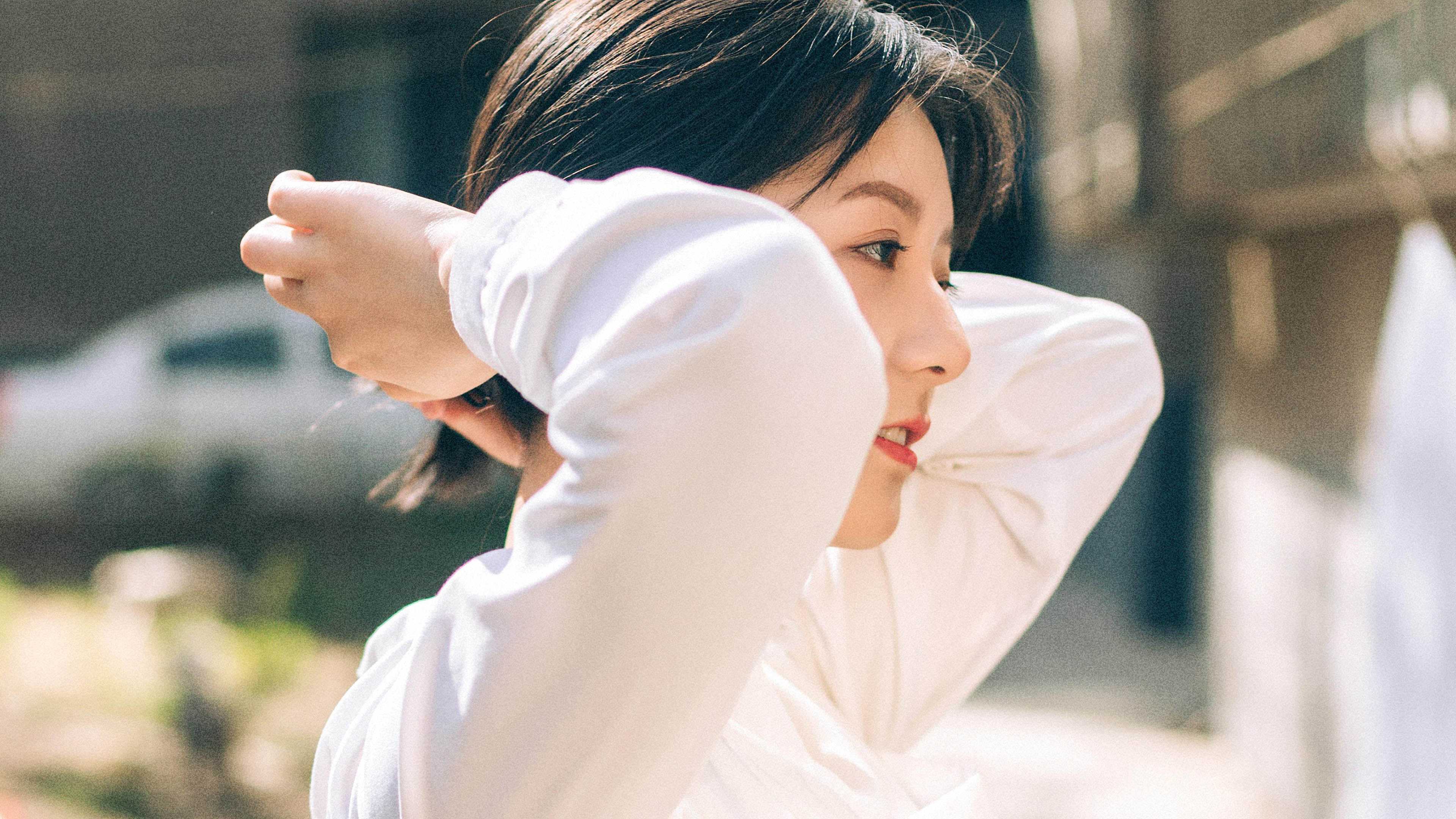 清纯,特写,景深,扎头发