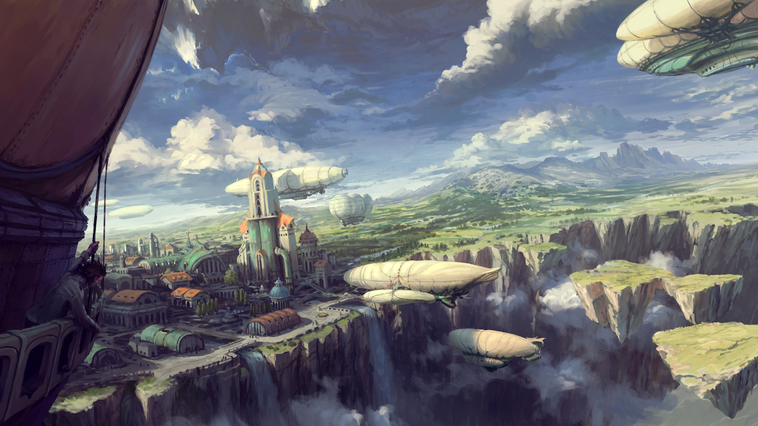 飞艇,城堡,童话世界