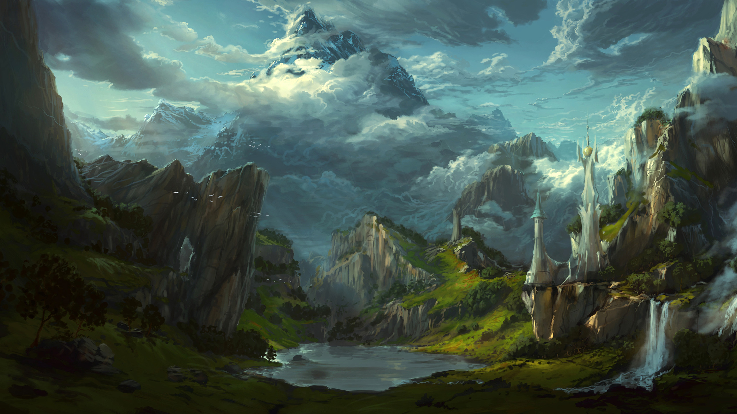 童话,城堡,瀑布,峡谷